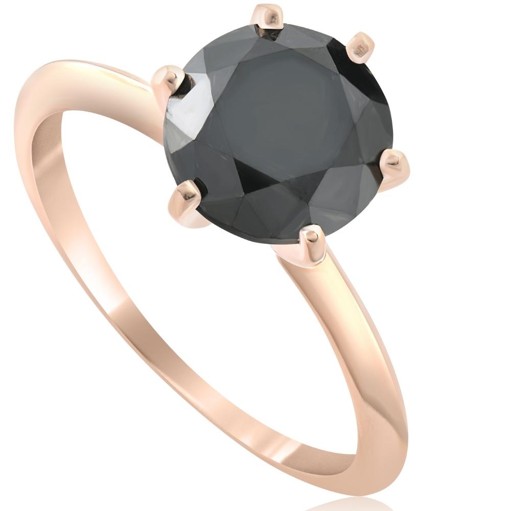 2 Ct Black Diamond Solitaire Engagement Ring 14k Rose Gold