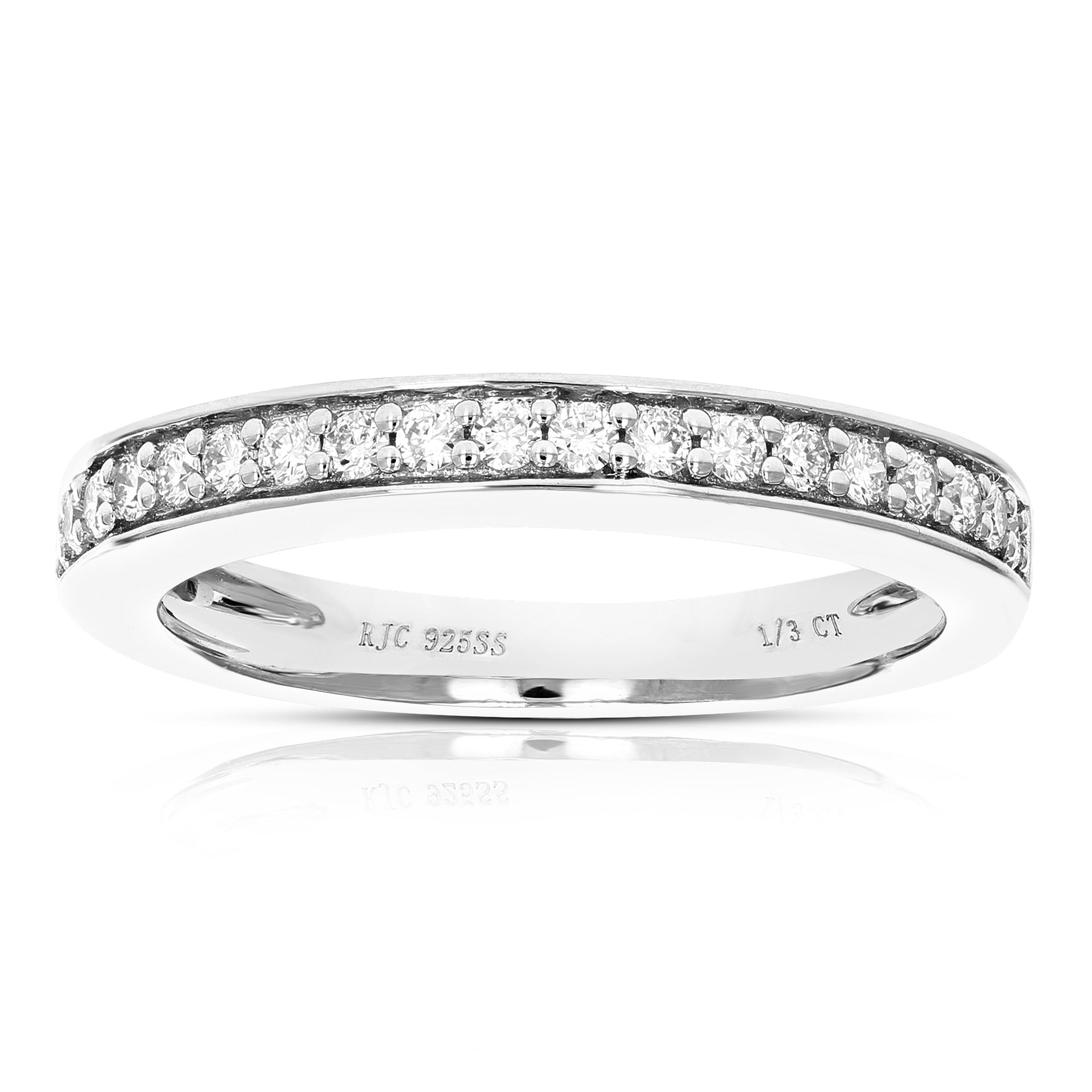 1/3 cttw 20 Stones Round Cut Lab Grown Diamond Wedding Band .925 Sterling Silver Prong Set