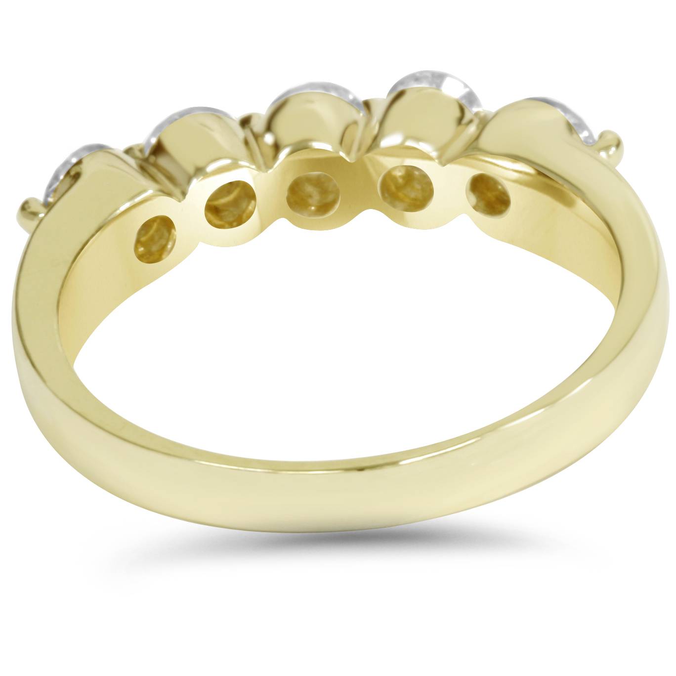 3/4Ct Diamond Five Stone Single Prong Wedding Ring 10k Yellow Gold