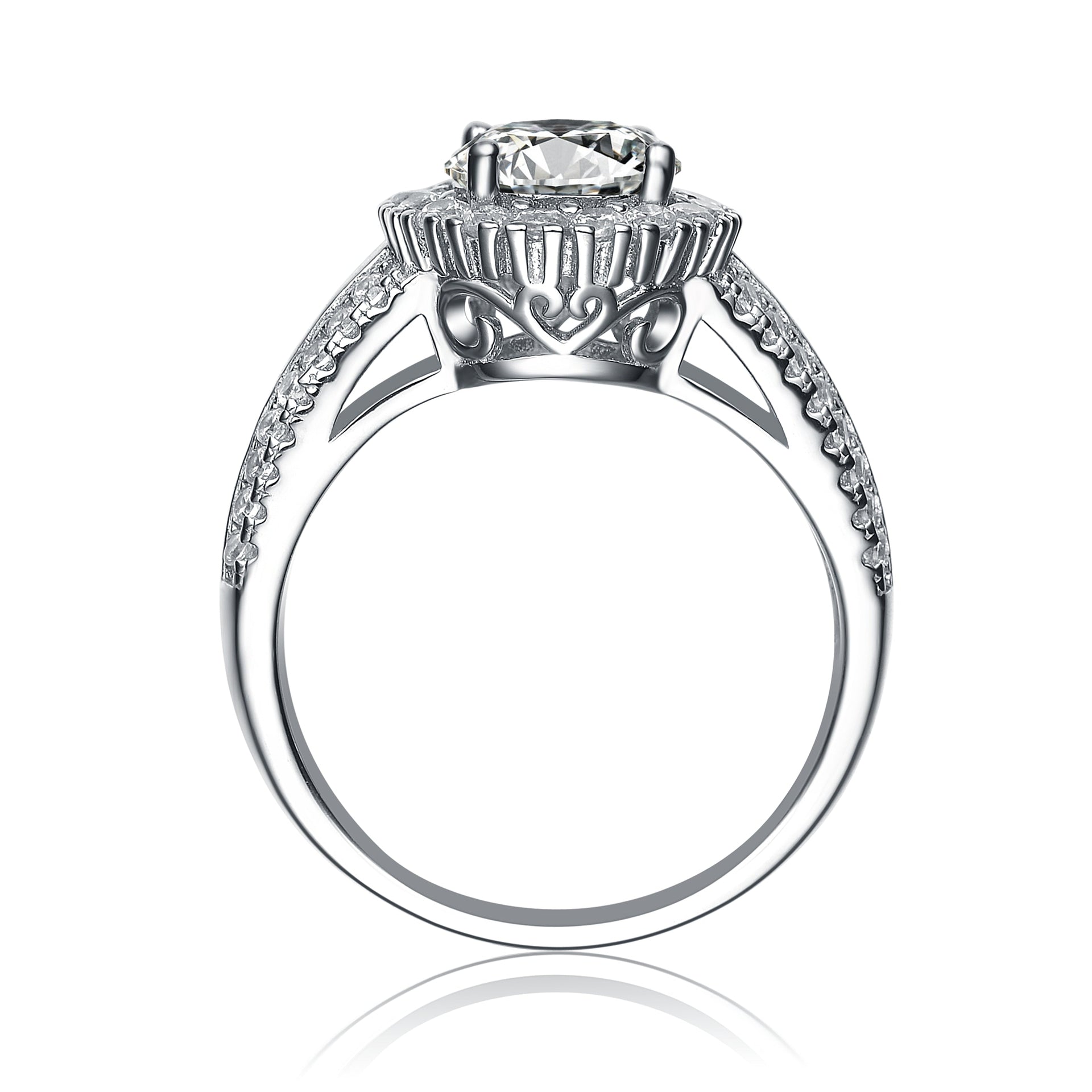Sterling Silver Cubic Zirconia Circle Solitaire Ring