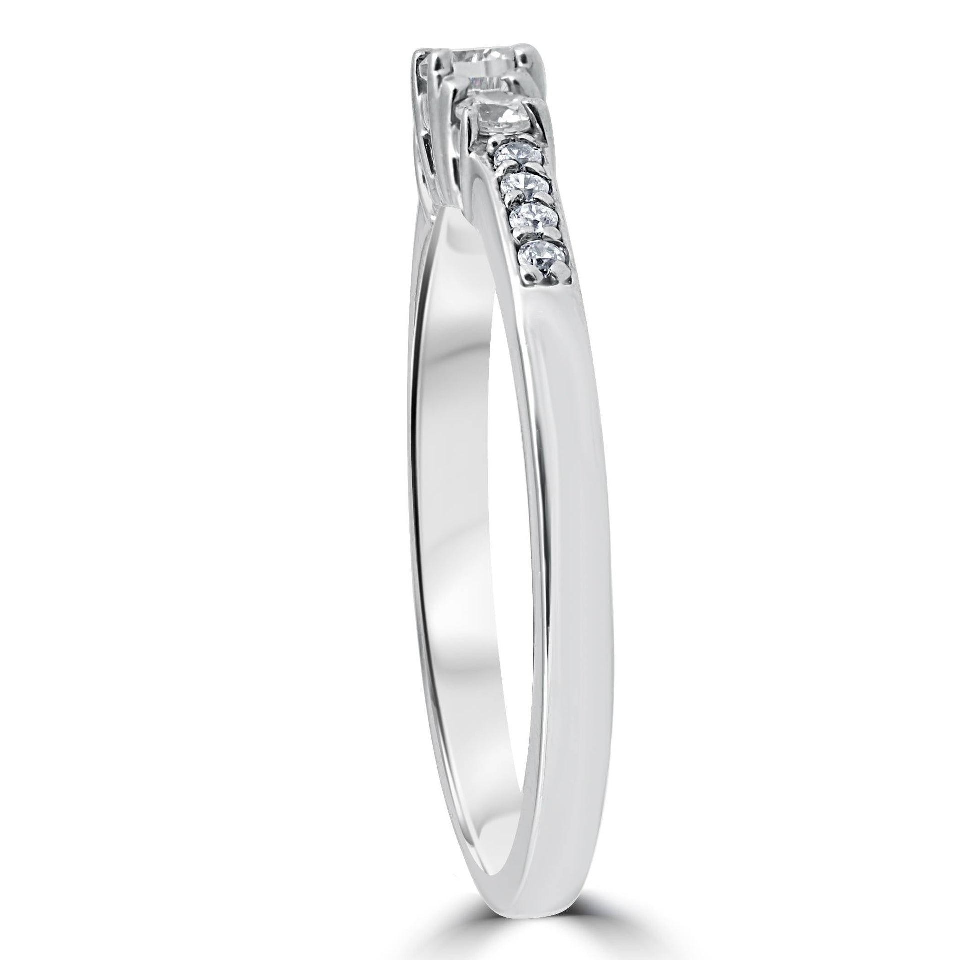 1/3ct Three Stone Round Diamond Engagement Ring 14K White Gold