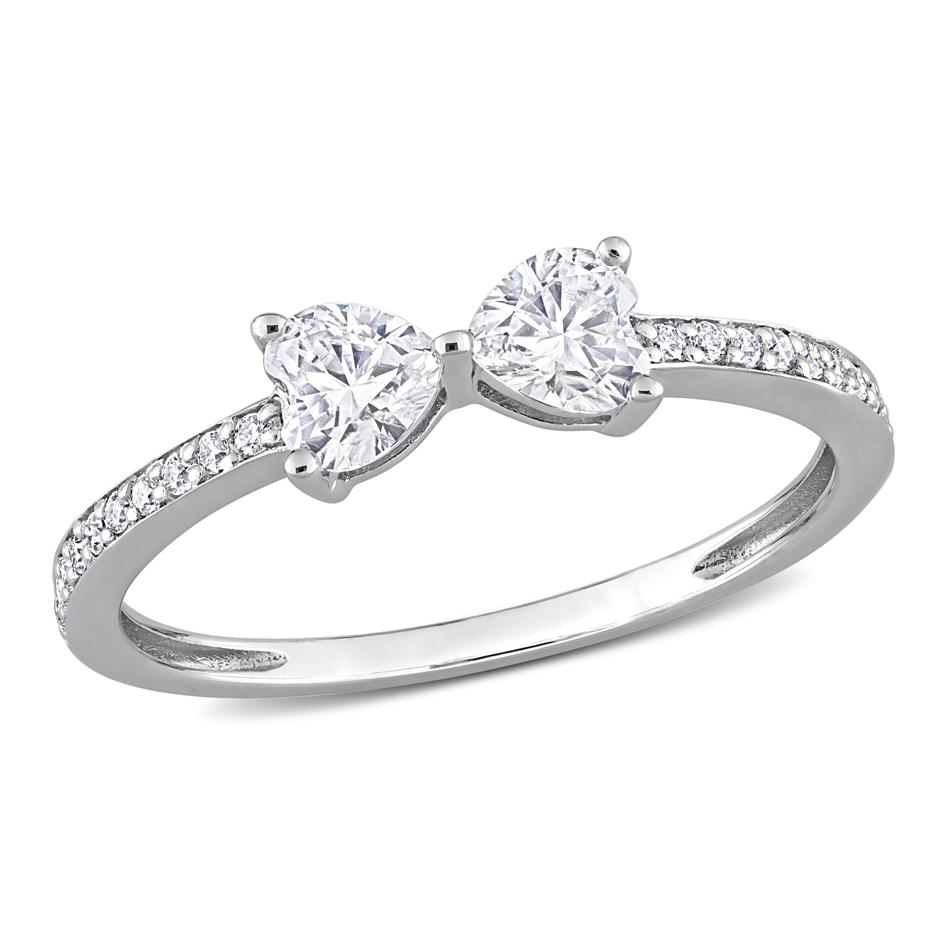 Mimi & Max 3/5ct DEW Created Moissanite Duo Heart Ring in Sterling Silver