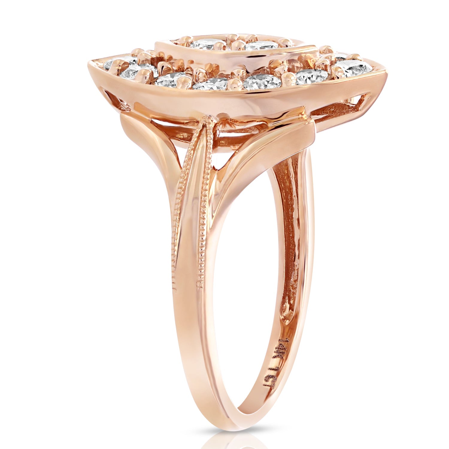 1 cttw Diamond Engagement Ring Marquise Design 14K Rose Gold Bridal Wedding