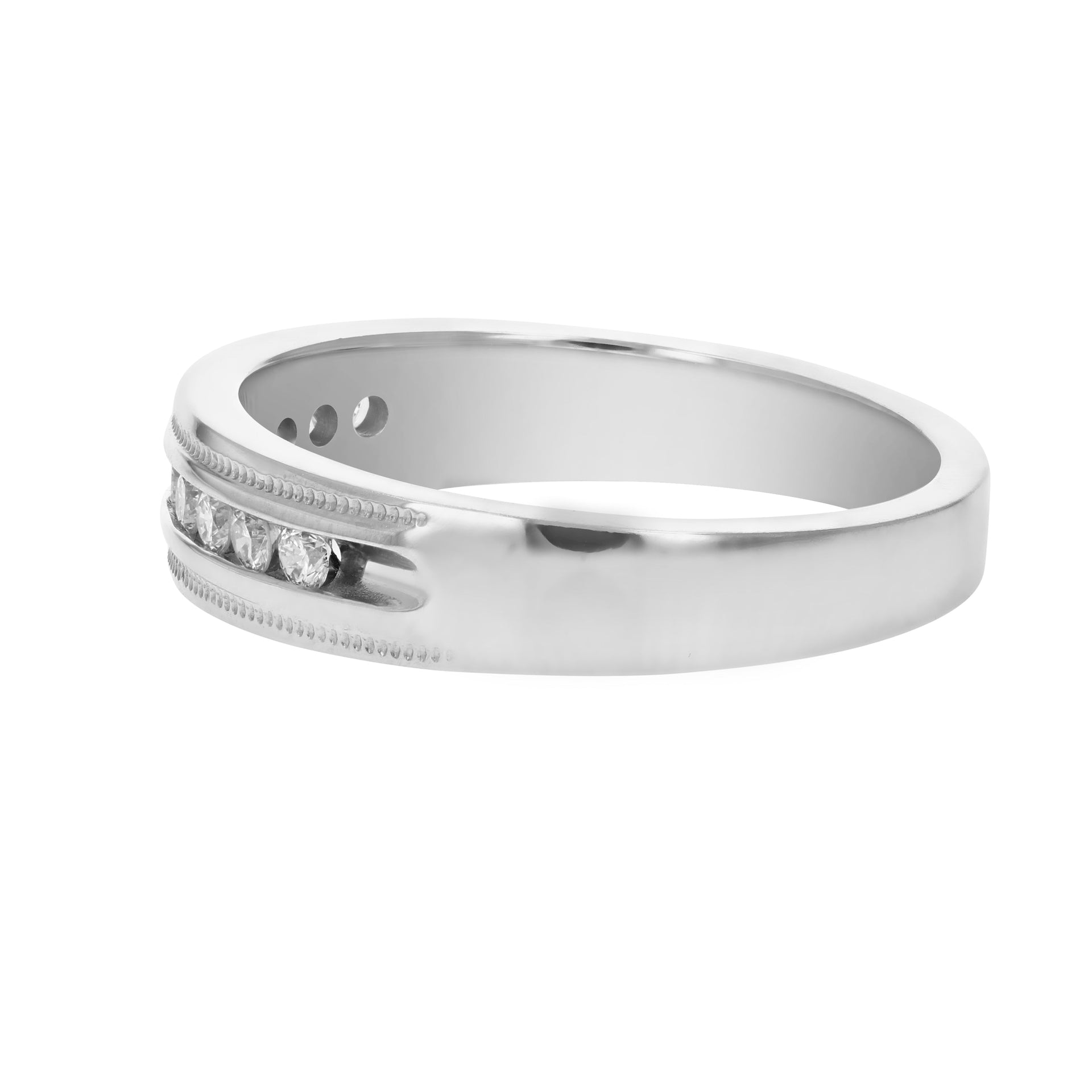 1/4 cttw SI1-SI2 Certified Machine Diamond Wedding Band Milgrain 14K Gold