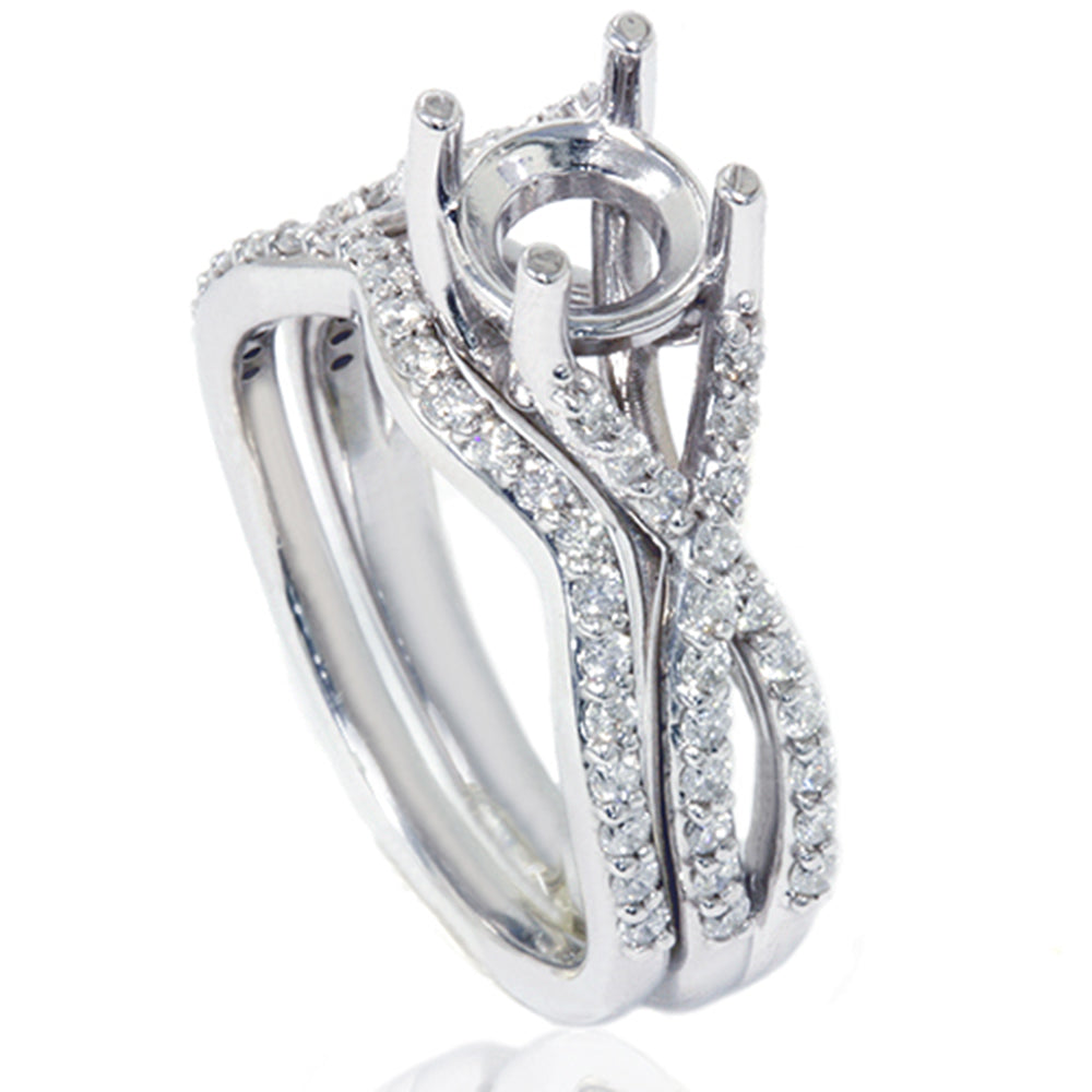 3/4ct Twist Engagement Ring Set 14K White Gold