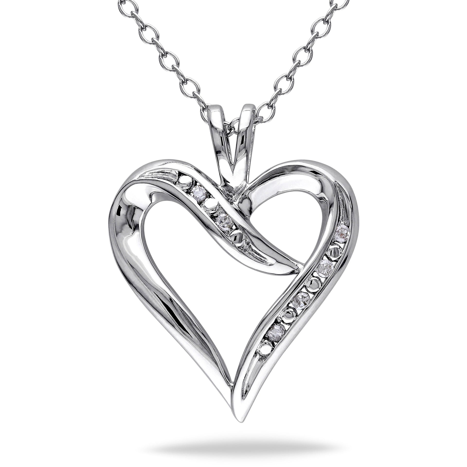 Diamond Heart Necklace in Sterling Silver