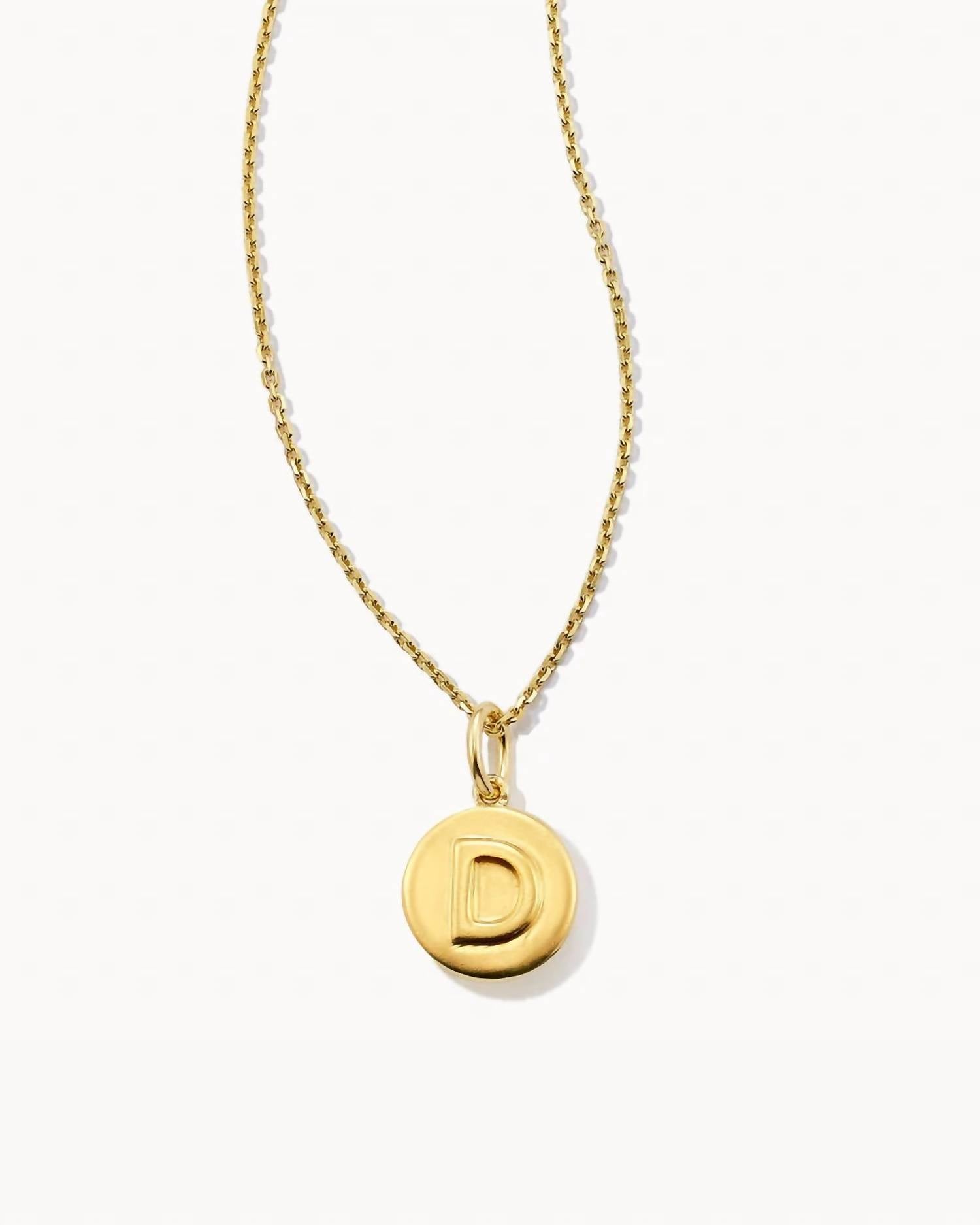 Women's Letter 'd' Coin Pendant Necklace In Gold