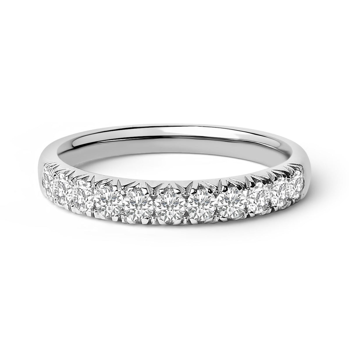 14K Gold 1/2 Cttw Round Diamond 11 Stone Classic Band