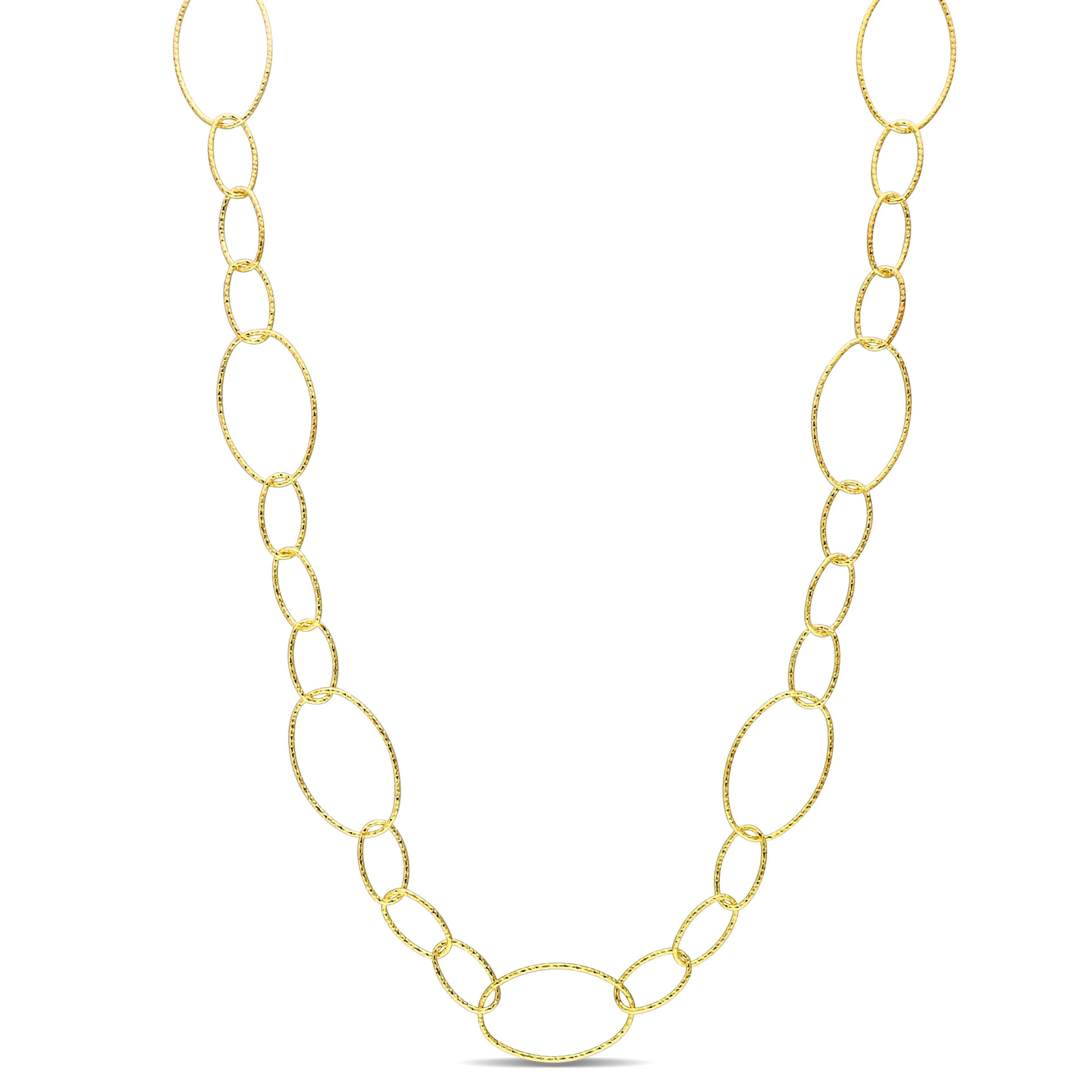 Mimi & Max 13mm Fancy Oval Link Chain Necklace in Yellow Plated Sterling Silver - 30 in