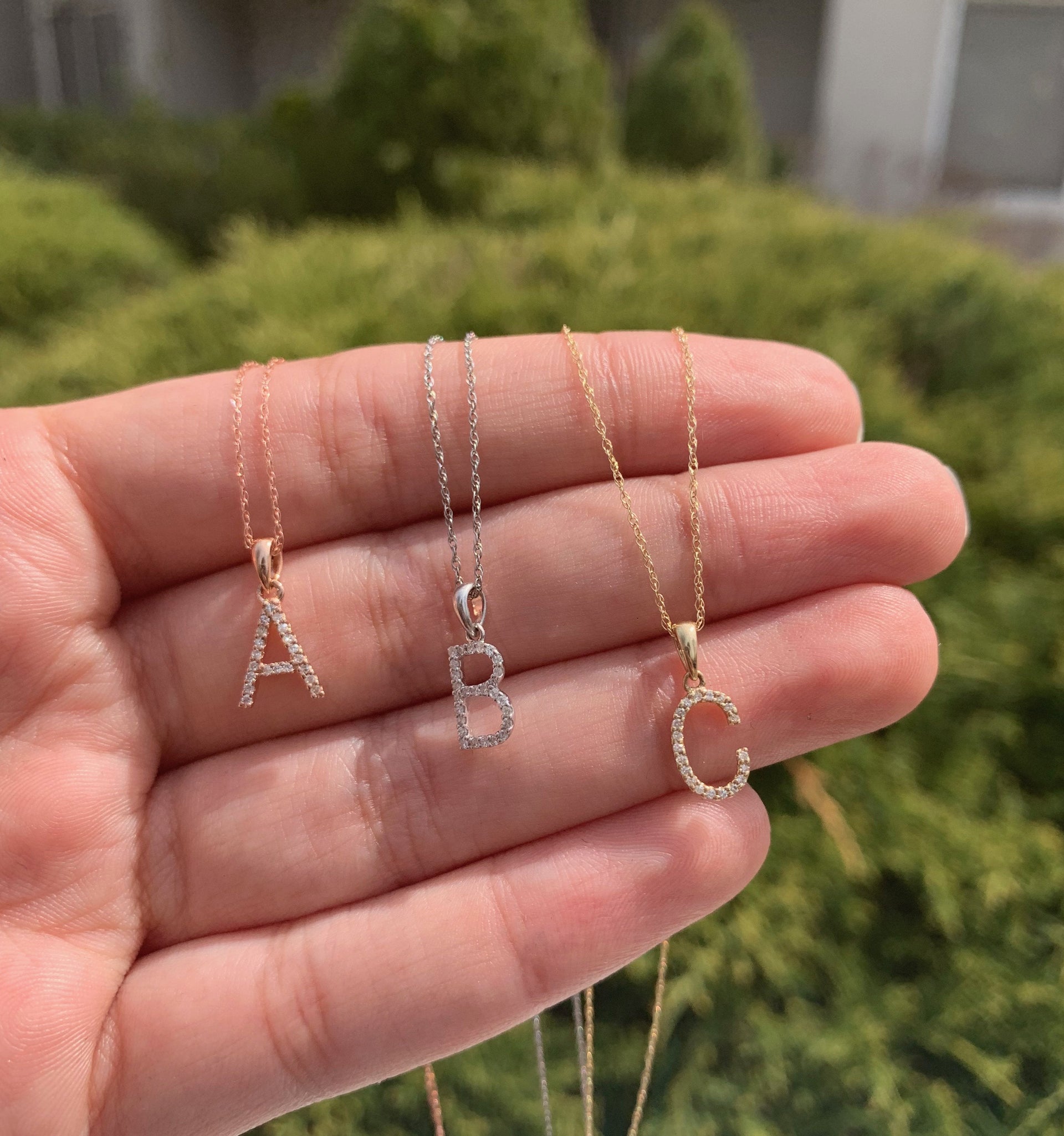 14k Rose Gold & Diamond Initial Necklace