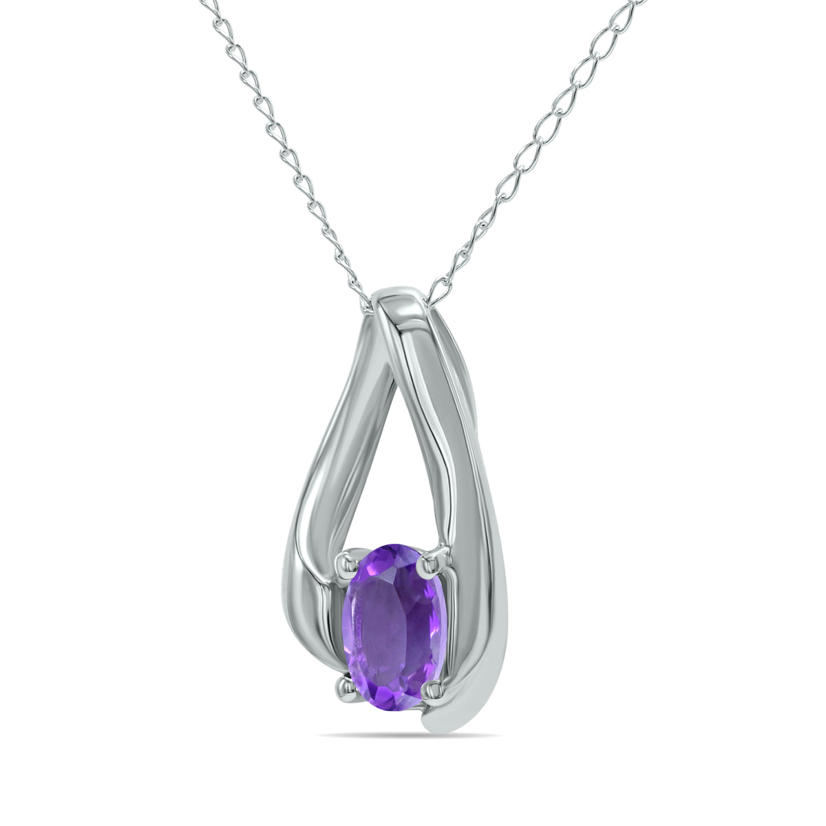 Amethyst Loop Pendant Necklace In 10K