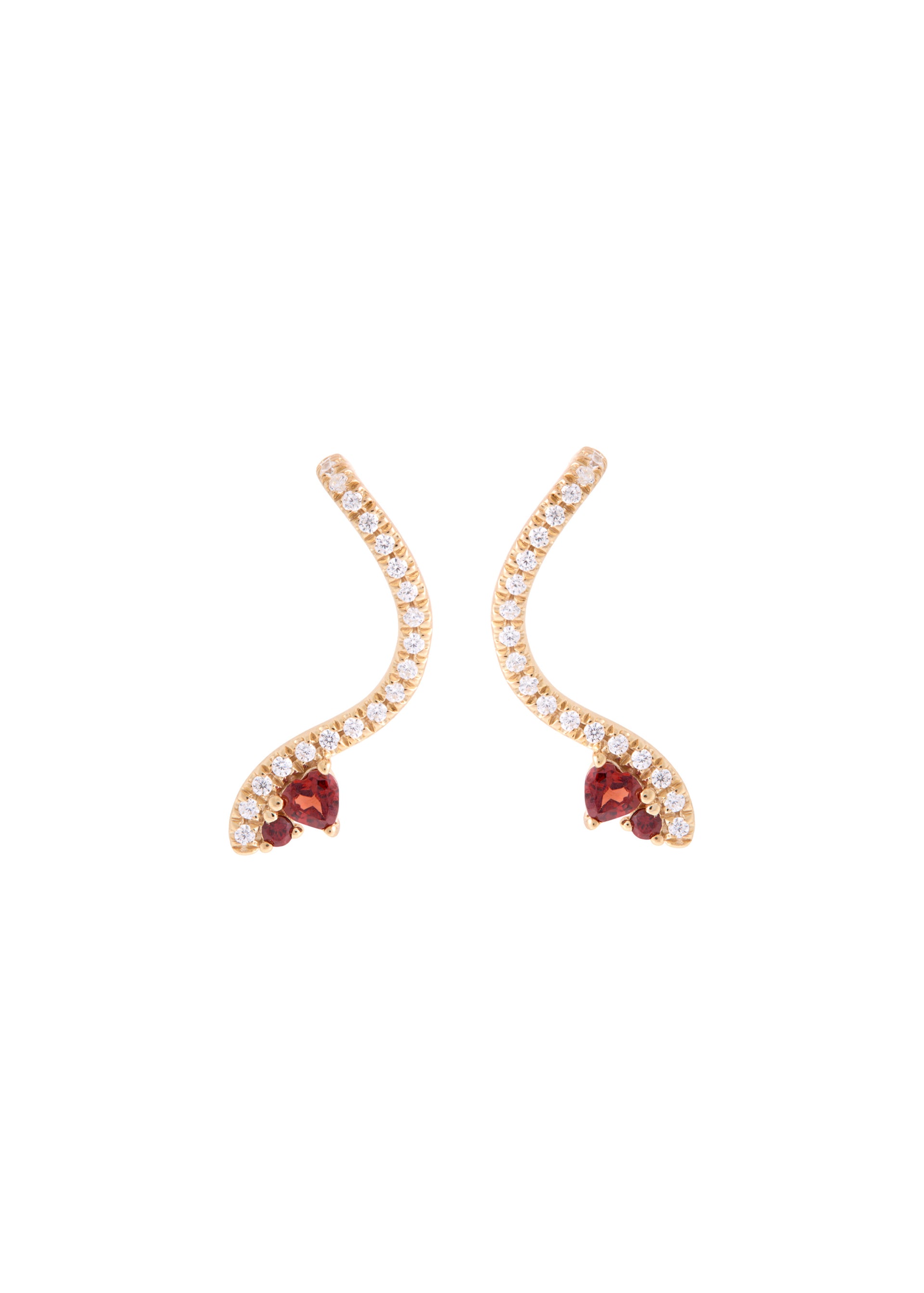Serpent 18kt gold-plated climber stud earrings