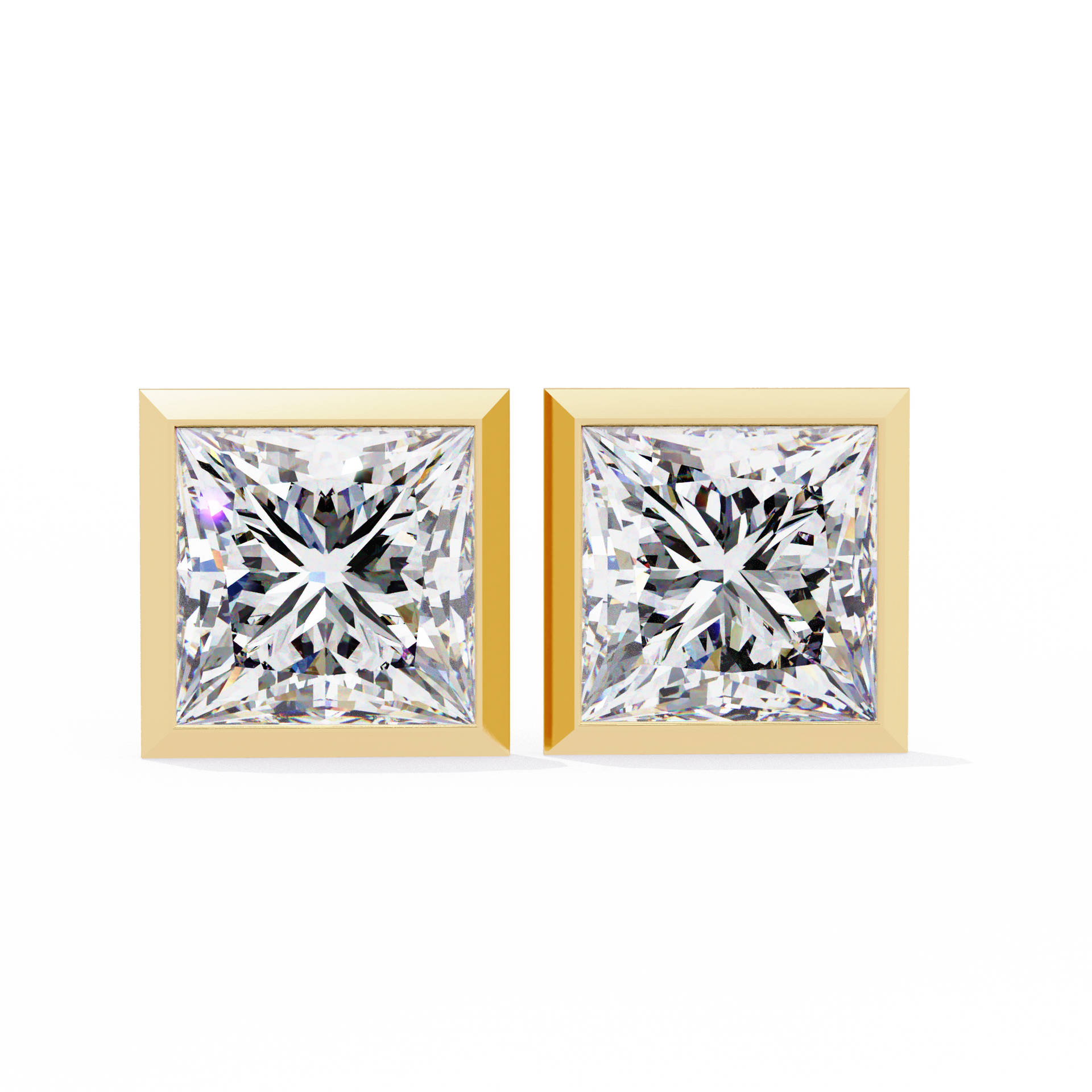 Princess-Cut Lab-grown Diamond Solitaire Bezel Set Earrings in 10K White Gold