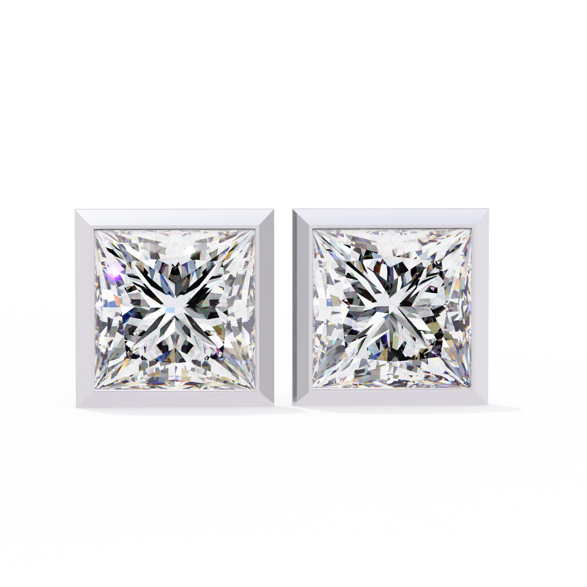 Princess-Cut Lab-grown Diamond Solitaire Bezel Set Earrings in 10K White Gold