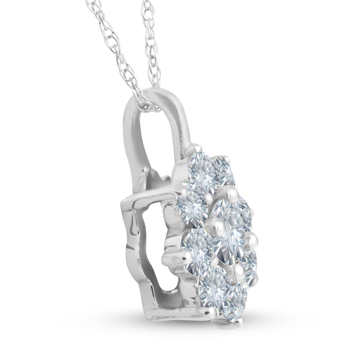 5/8 ct Diamond Halo Pendant White Gold 14k 18' Necklace