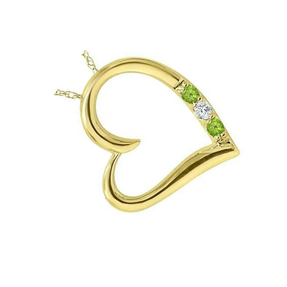 3-Stone Heart Diamond & Gemstone Pendant 14K White Gold