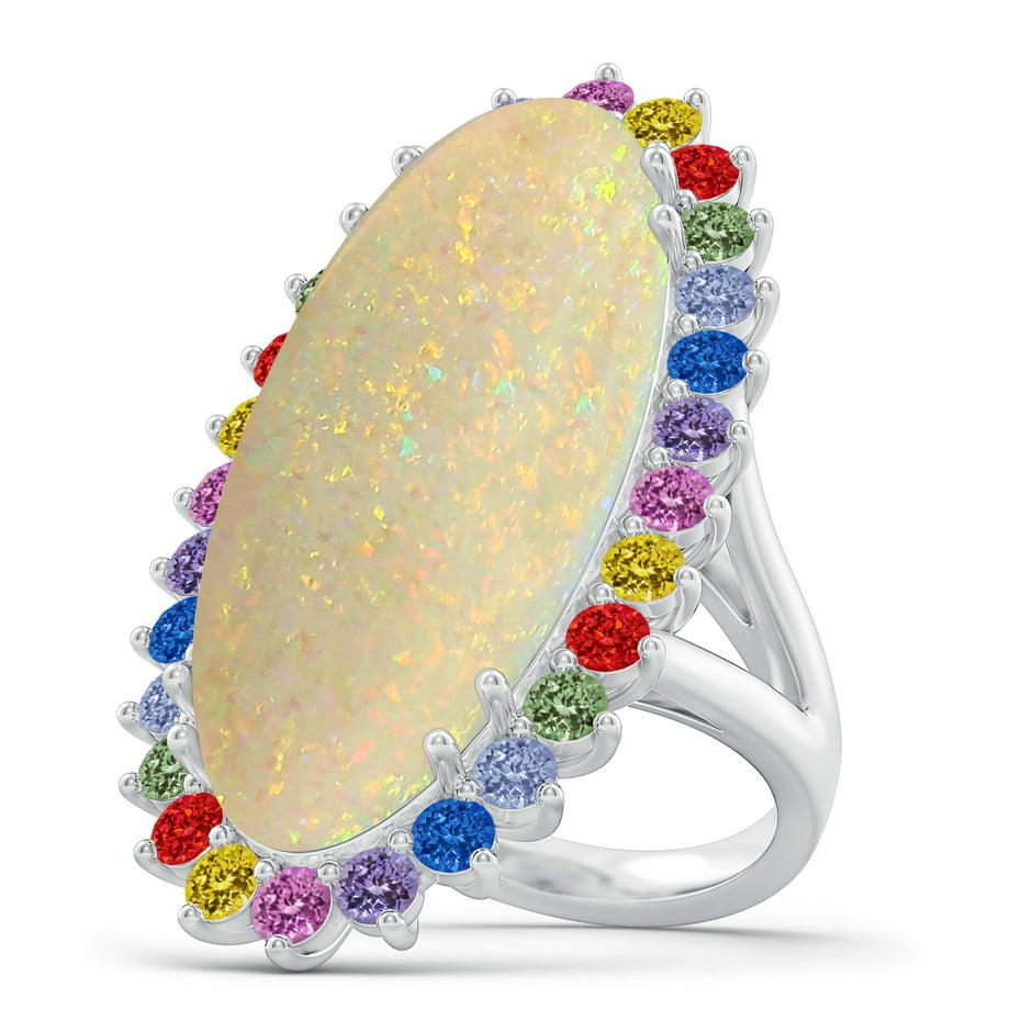 Classic GIA Certified Oval Opal Multi-Color Halo Ring