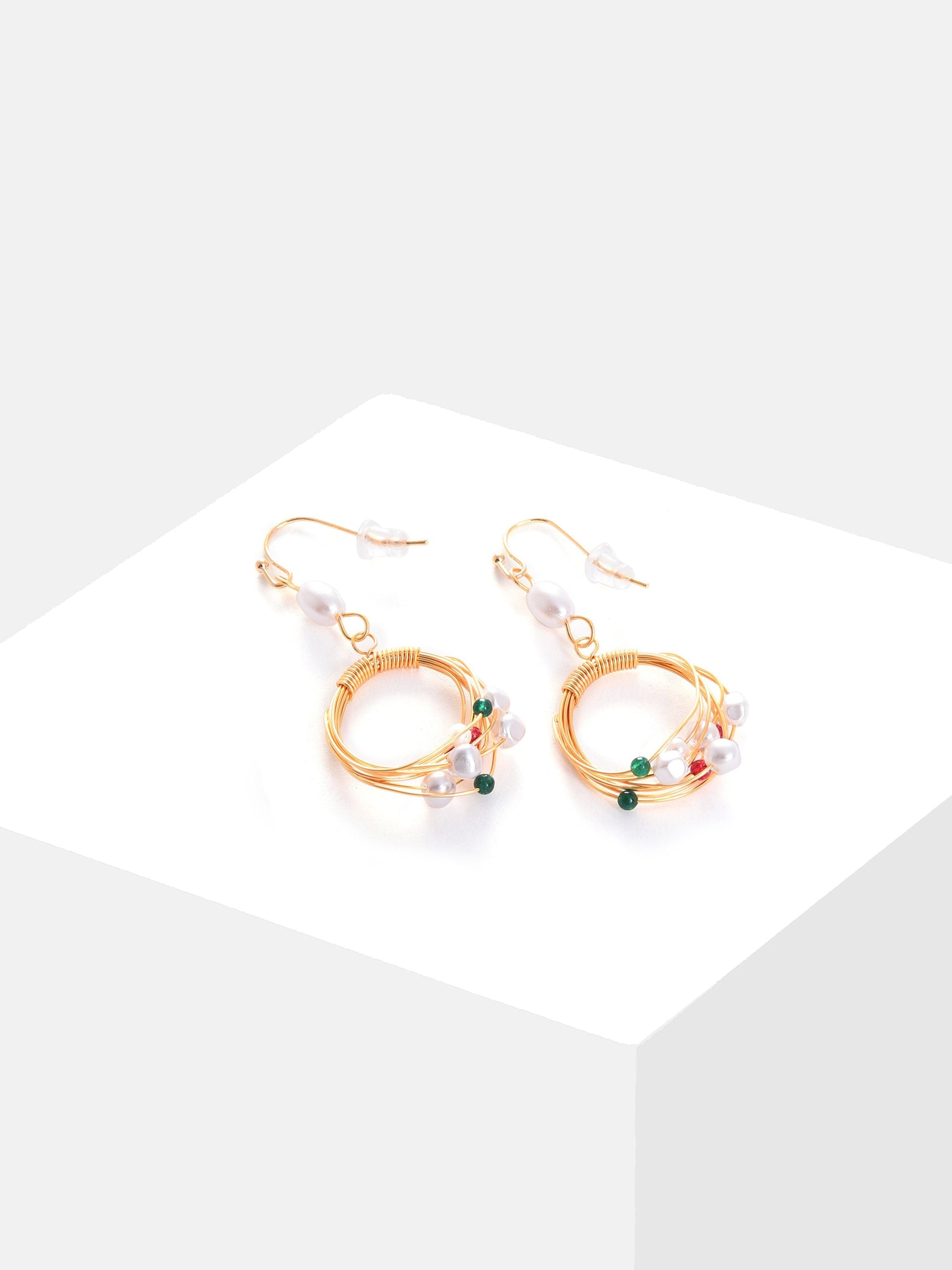 Gold Plated Pearls Drop Earring