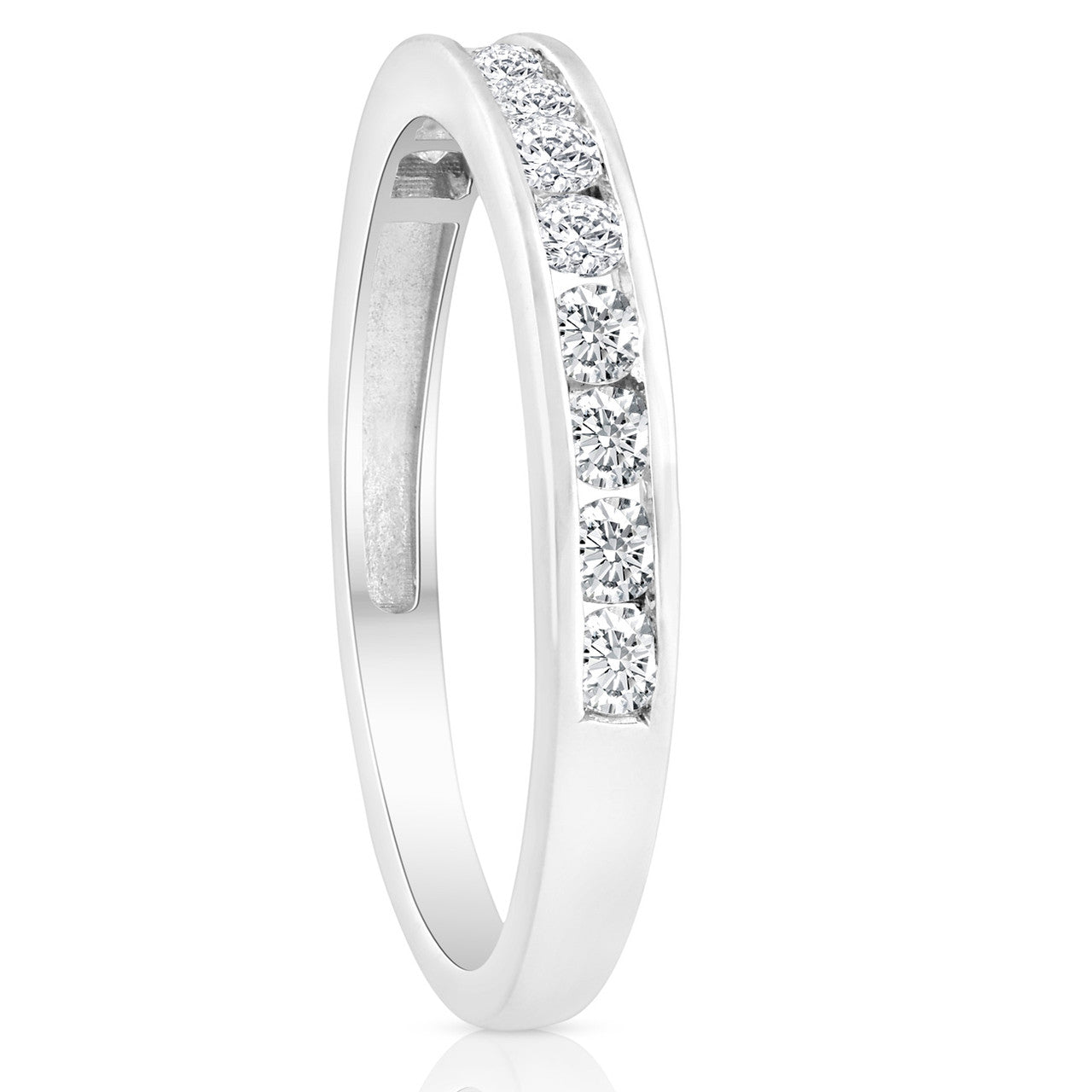 1/2 CT Diamond Channel Set Wedding Ring 10k White Gold