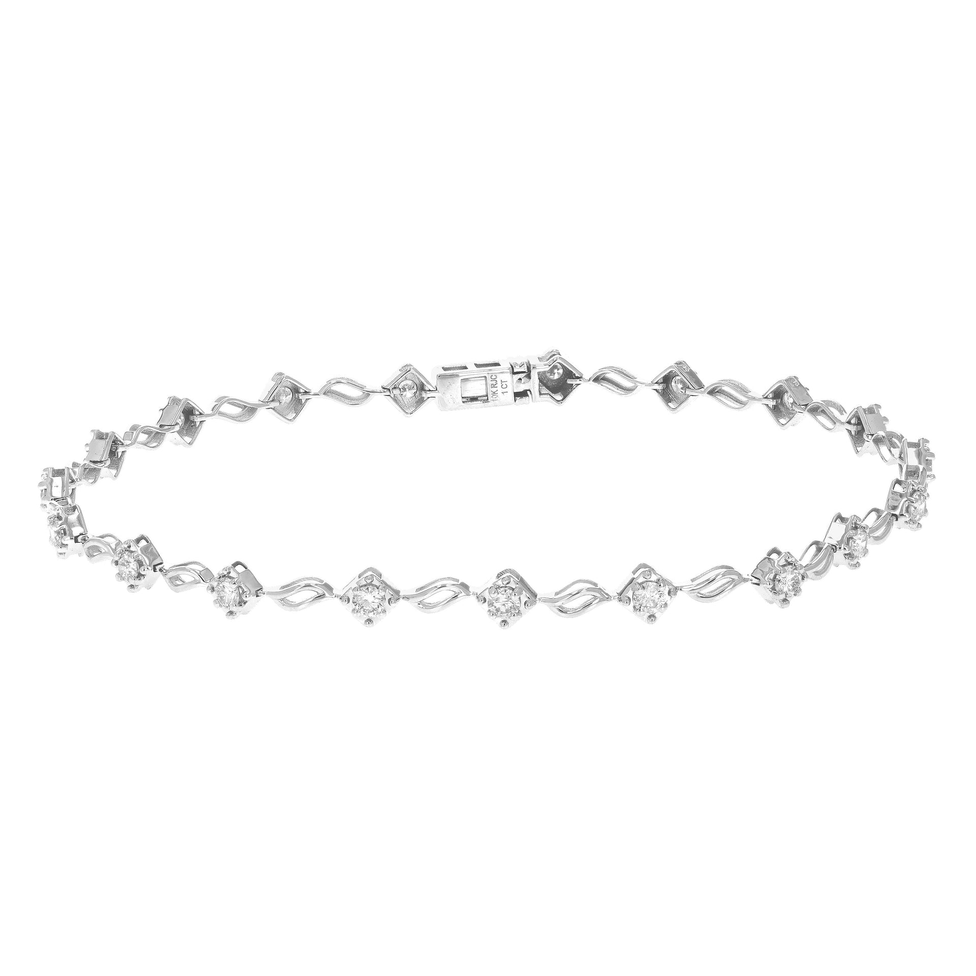 1 cttw Classic Diamond Bracelet in 10K White Gold 7 Inch