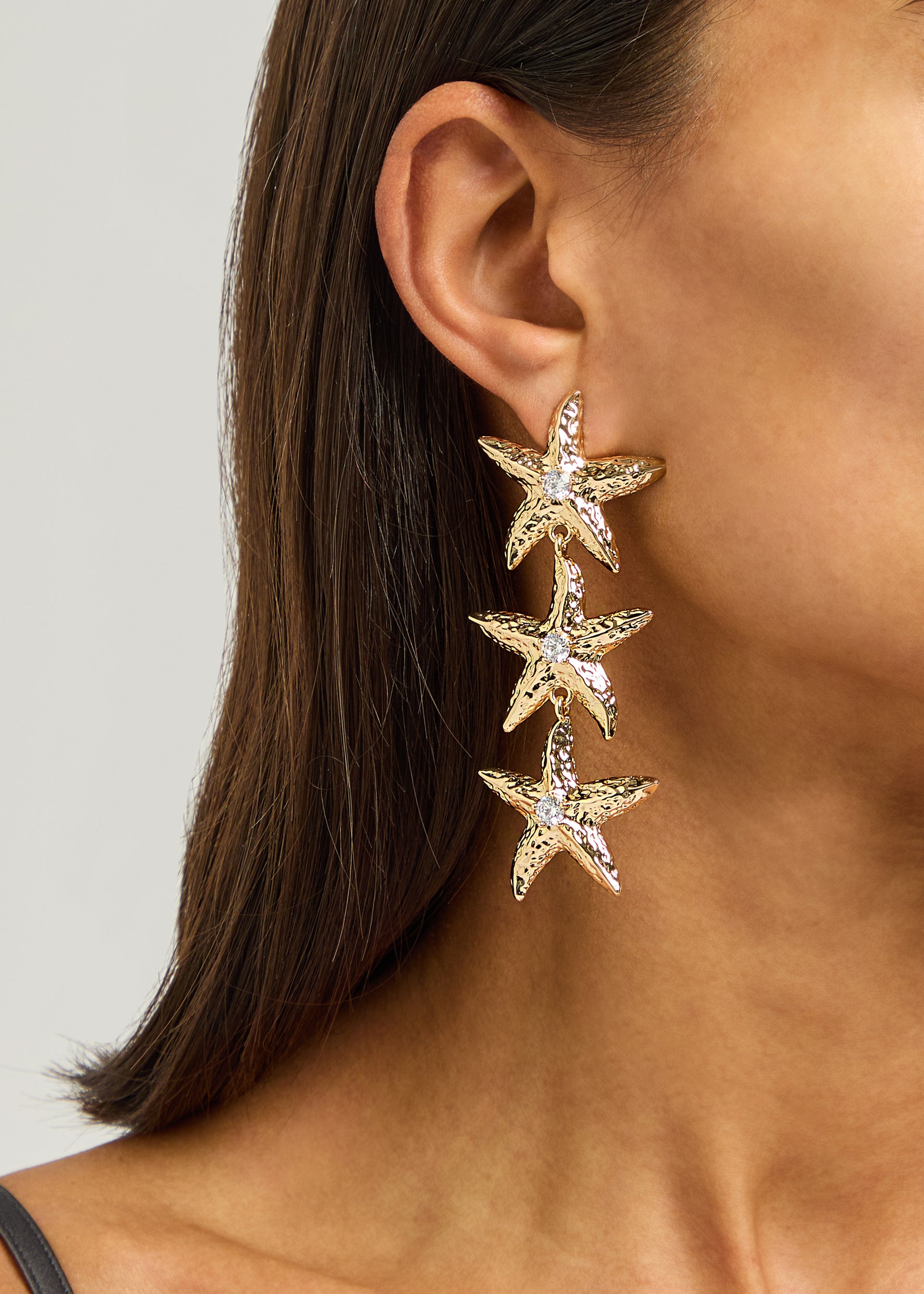 Mottled Gold Sea Star gold-plated drop earrings
