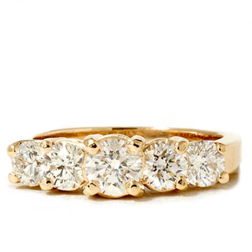 2ct Lab Created Diamond 5-Stone Engagement Anniversary Ring 14K Yellow Gold