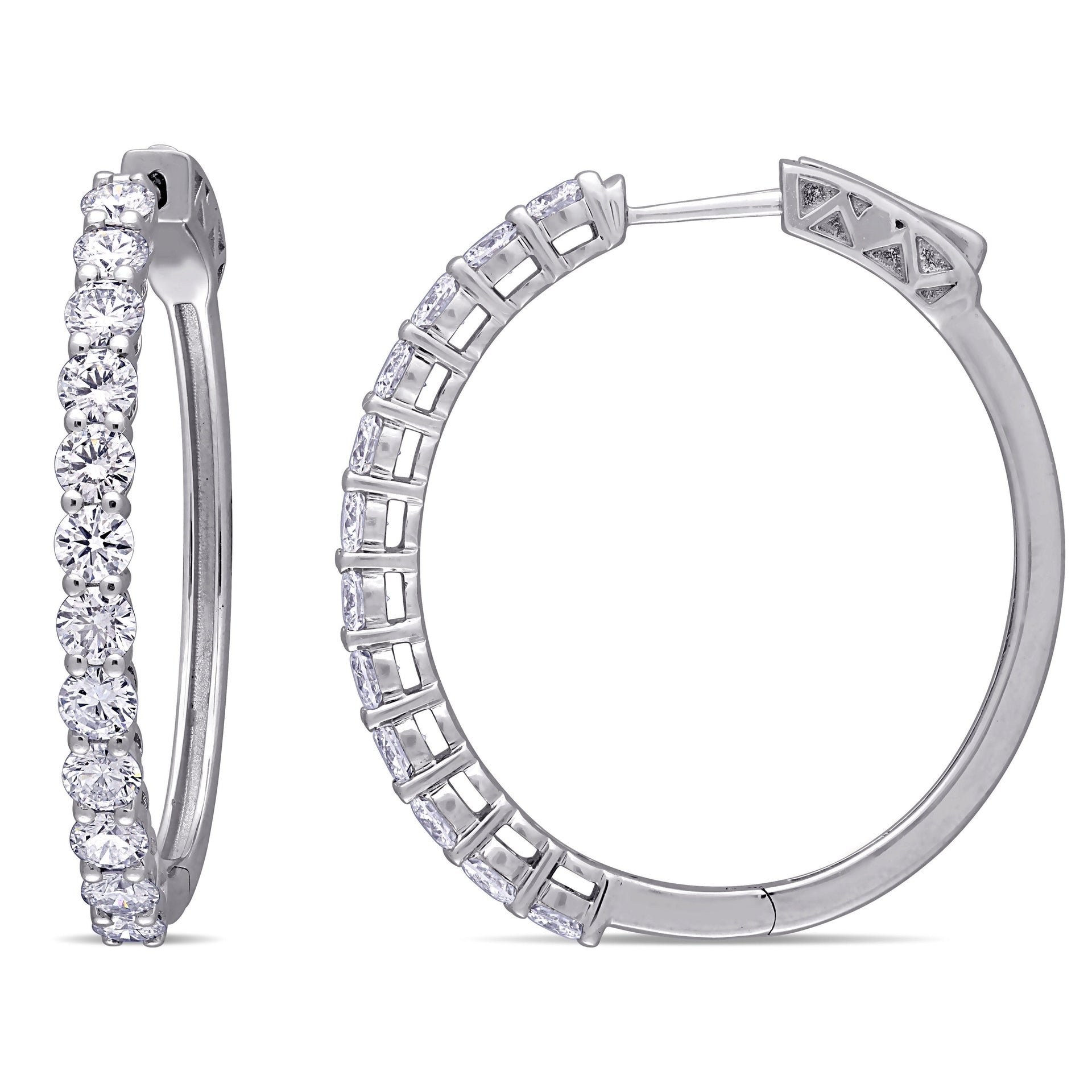 Created Forever 2 3/8 ct TW Lab-Grown Diamond Hoop Earrings in 14k White Gold