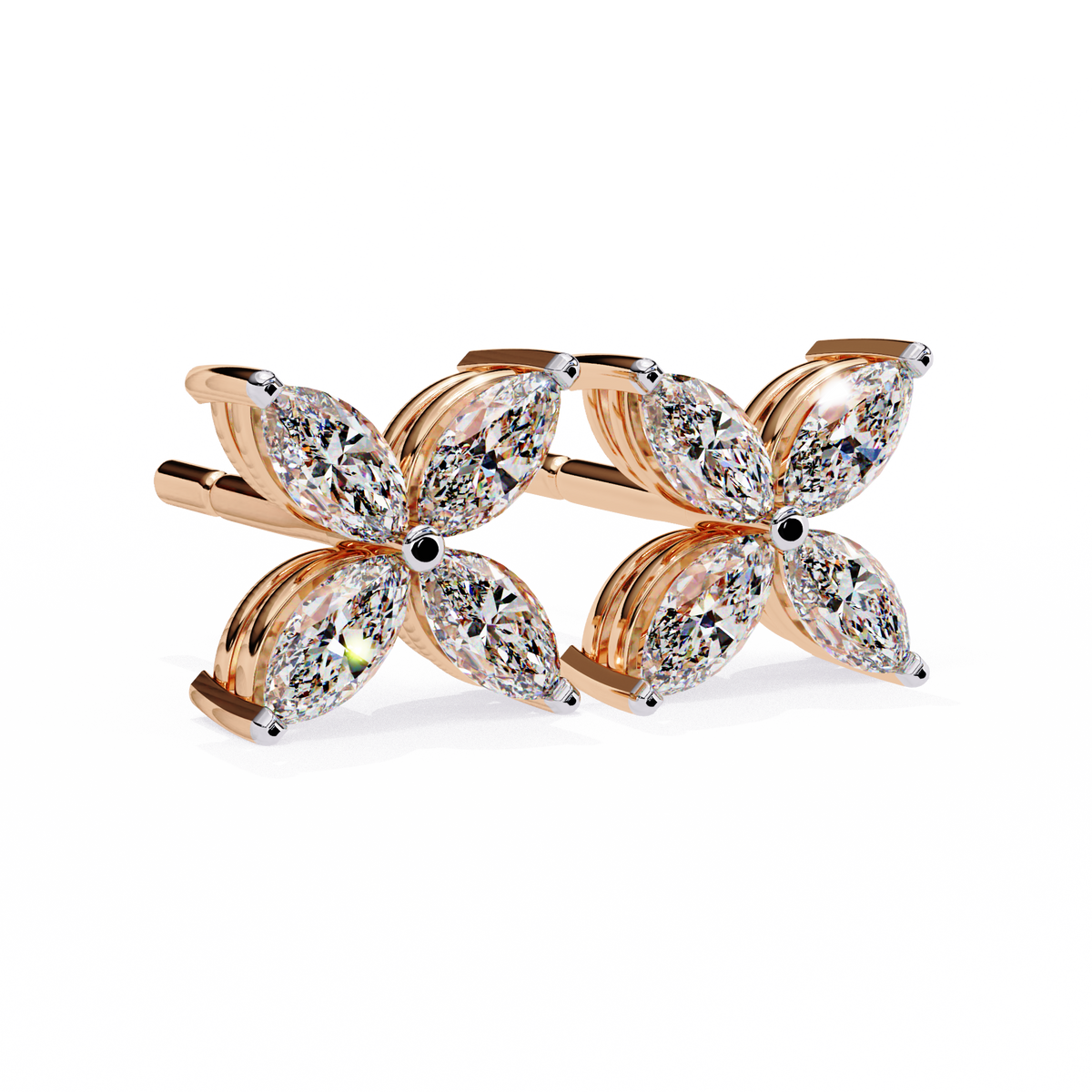 Marquise-Cut Lab-grown Diamond Antique Studs in 10K White Gold