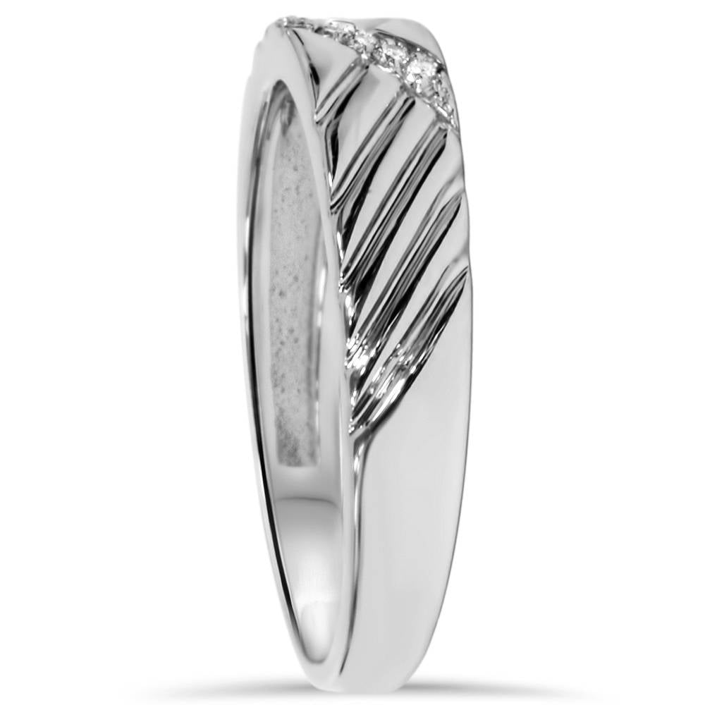Mens Diamond 14K White Gold Wedding Ring