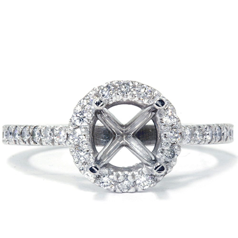 1/3ct Halo Diamond Ring Setting 14K White Gold