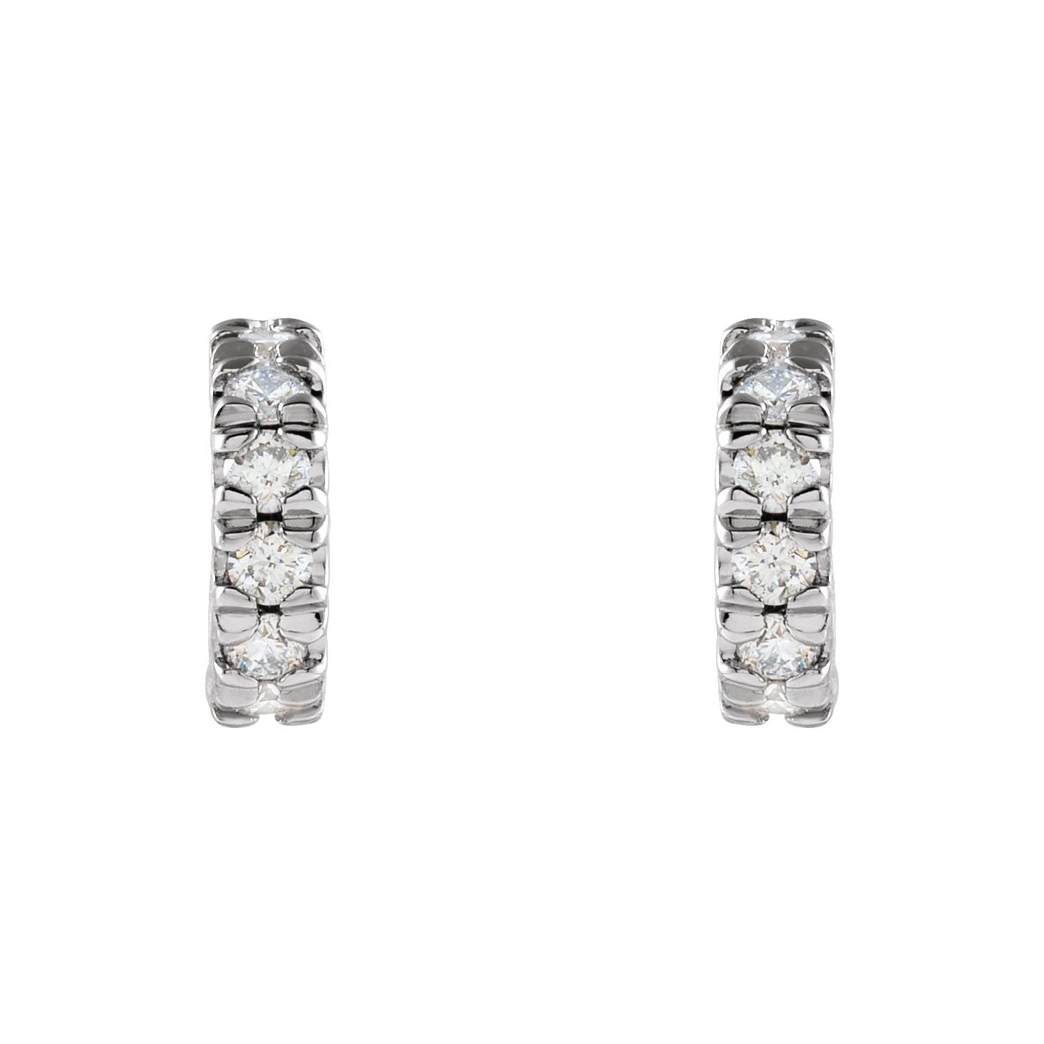 14K Gold 1/4ct Lab-grown Diamond French-set Huggie Hoop Earrings Clarity SI Color G-H