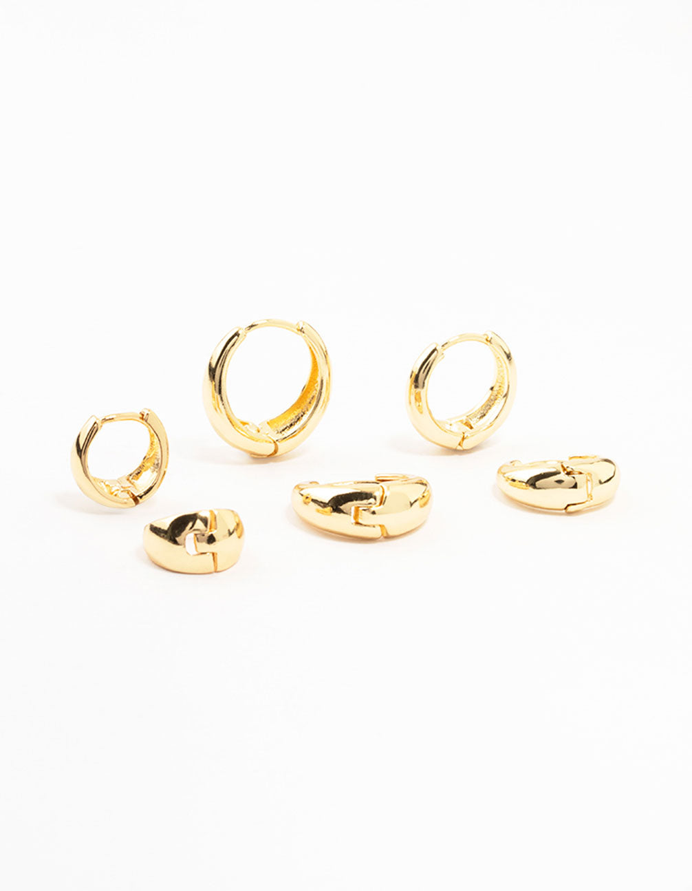 Lovisa Gold Plated Classic Chunky Hoop Earrings 3-pack