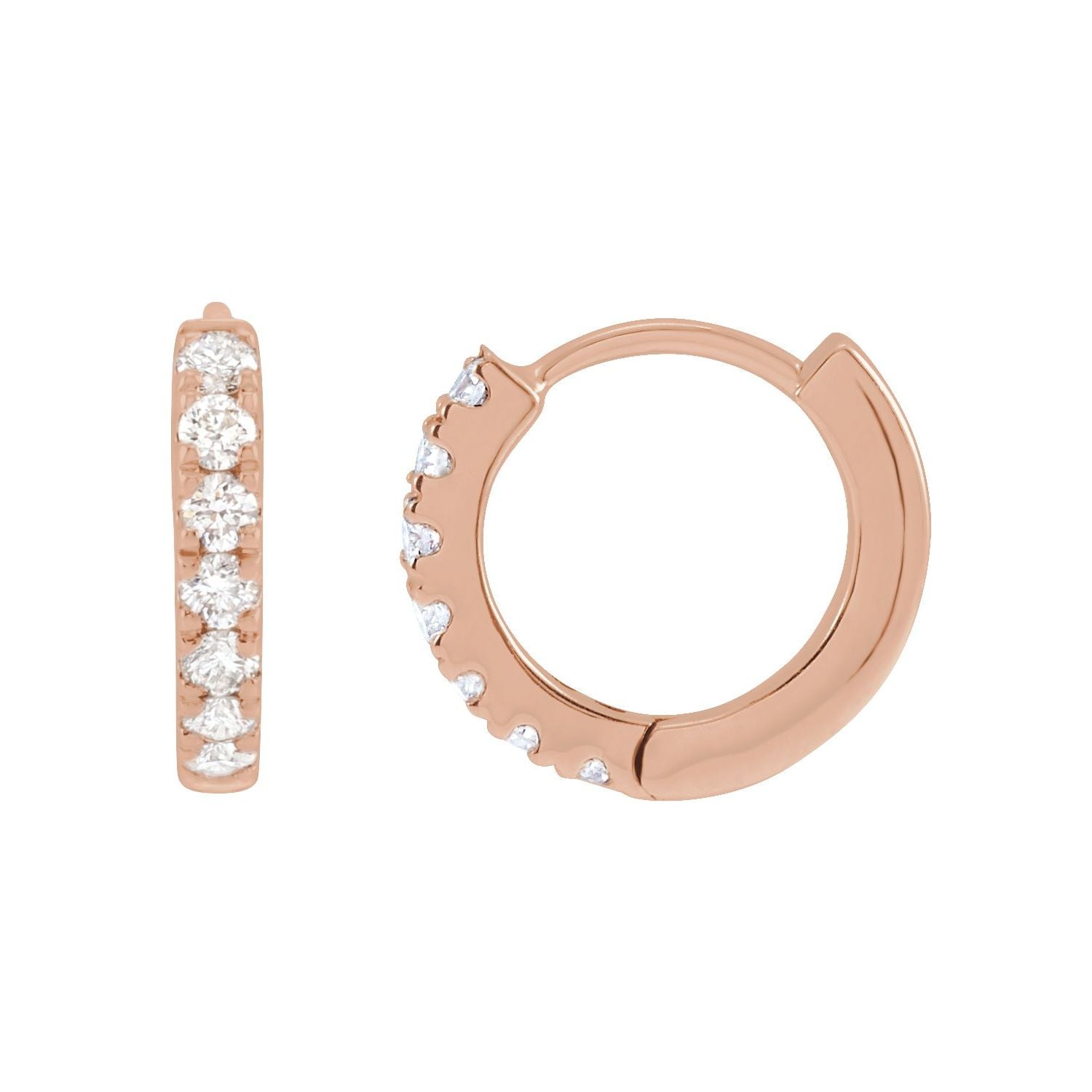 14K Gold 1/5ct Lab-grown Diamond Hoop Earrings Clarity SI Color G-H