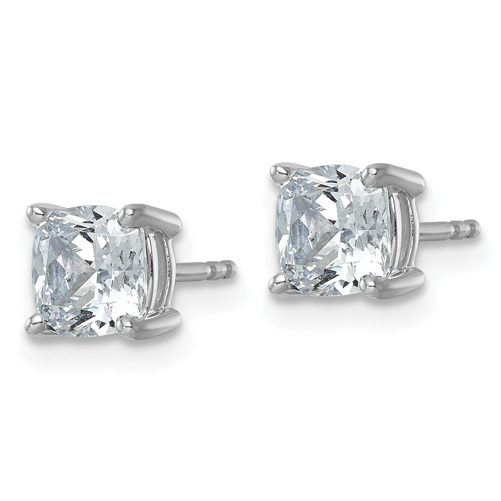 14k White Gold 2ctw Cushion Lab Grown Diamond Stud Earrings VS Clarity G-H Color