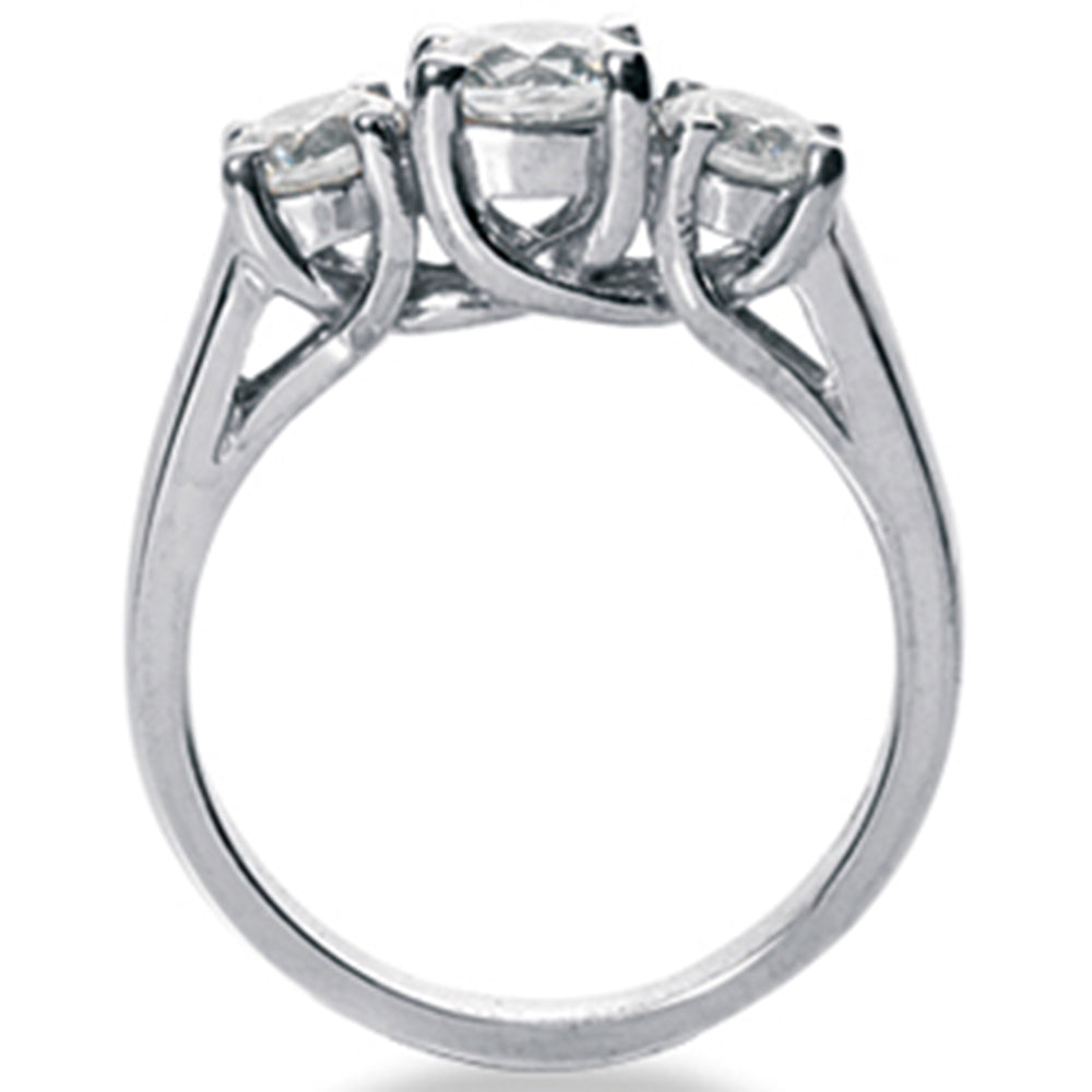 1 3/8 ct Three Stone Diamond Ring 14K White Gold