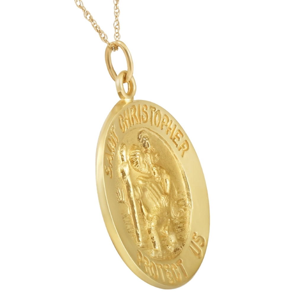 14k Yellow Gold St. Christopher Medal Pendant 1' Tall 5.5 Grams