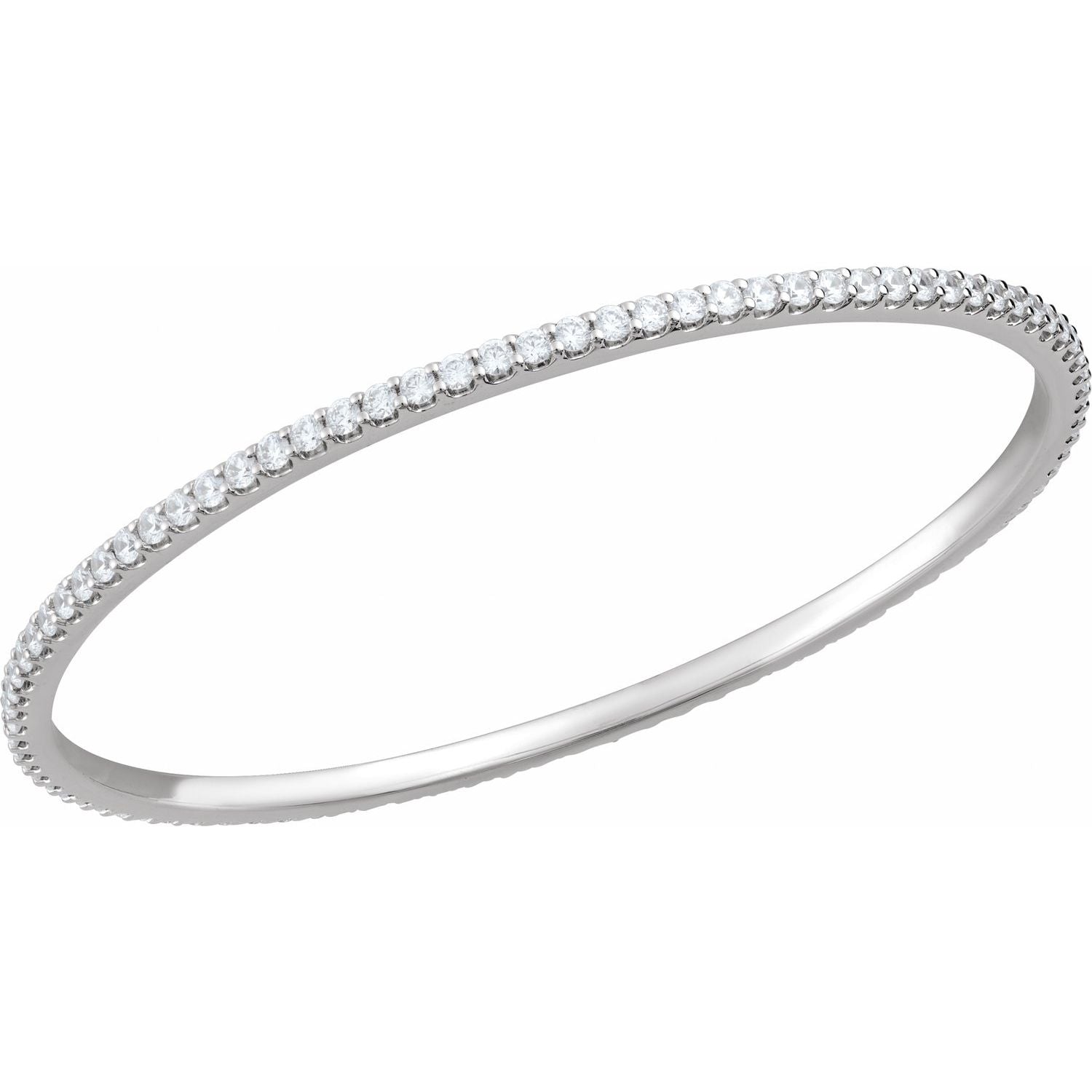 14k White Gold 4 Ctw Lab-grown Diamond Stackable Bangle Bracelet 8'