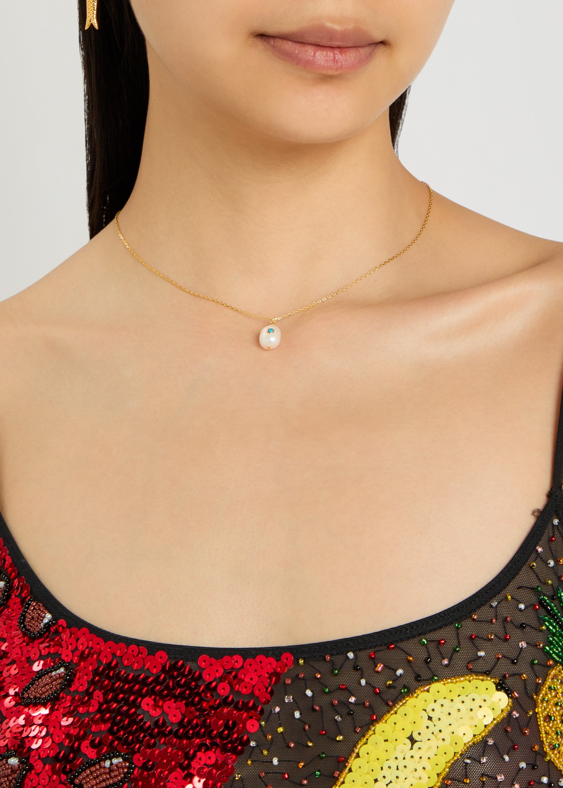 Baroque pearl 18kt gold-plated necklace