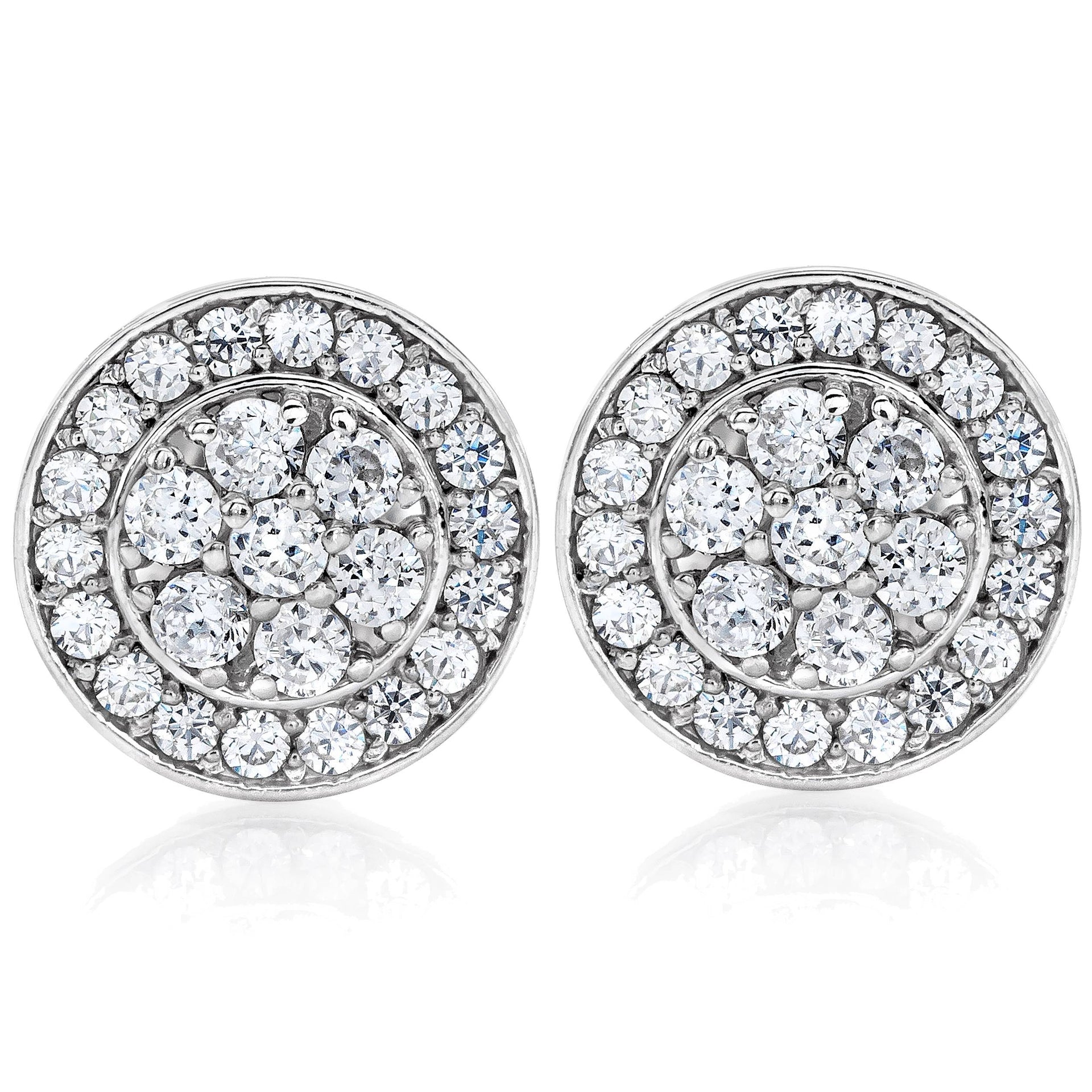 1/2 CT Diamond Halo Studs 10K White Gold