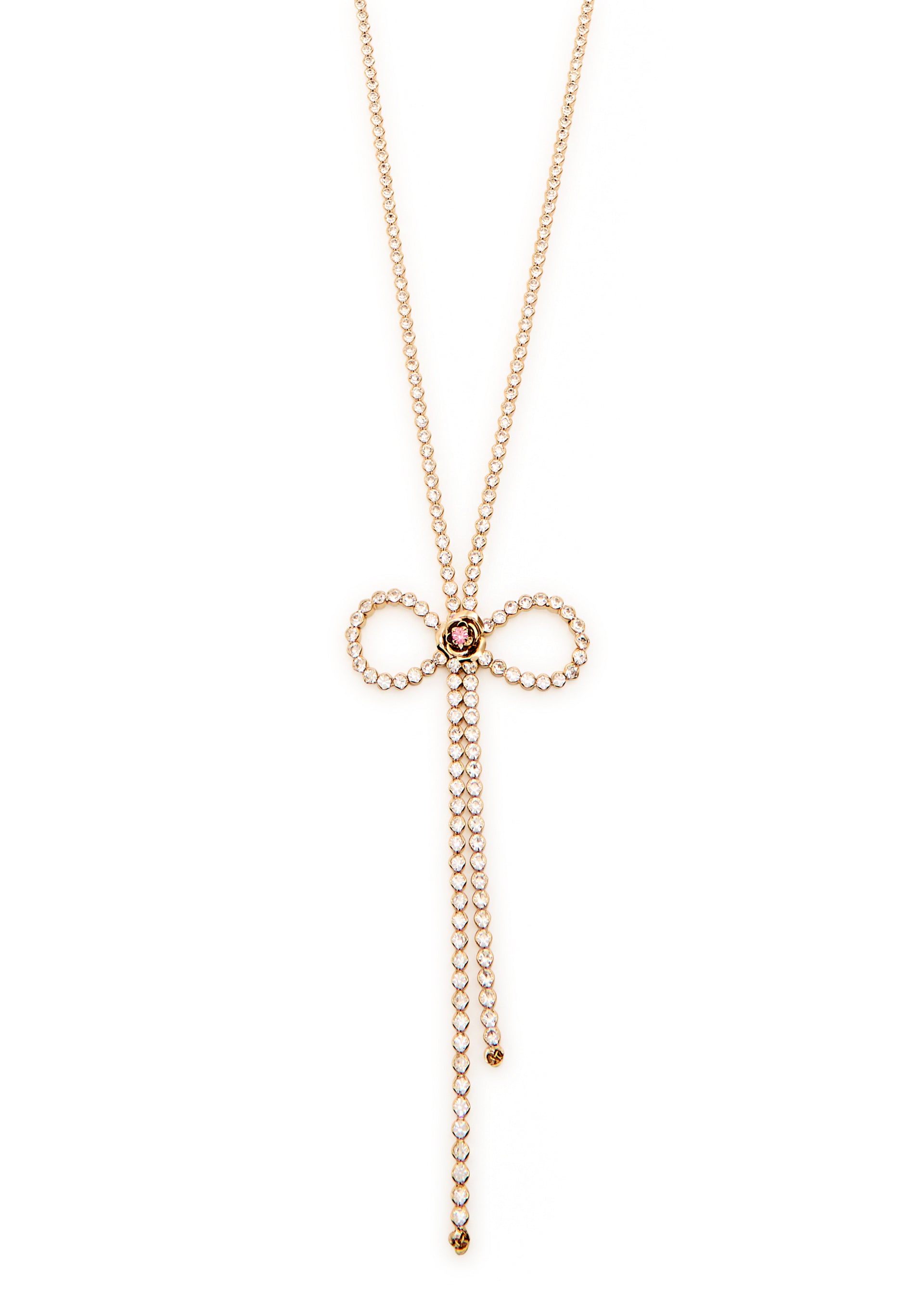 Crystal-embellished bow necklace