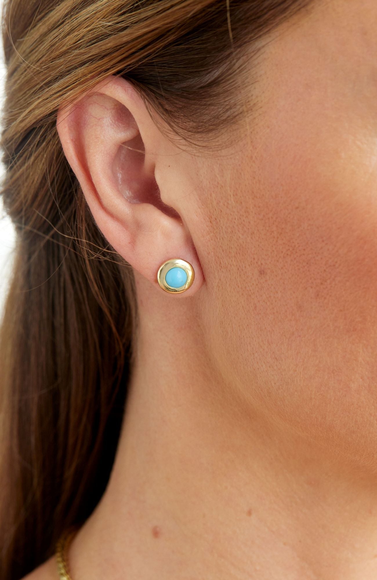 18K GOLD PLATED SIMULATED TURQUOISE STUD EARRINGS