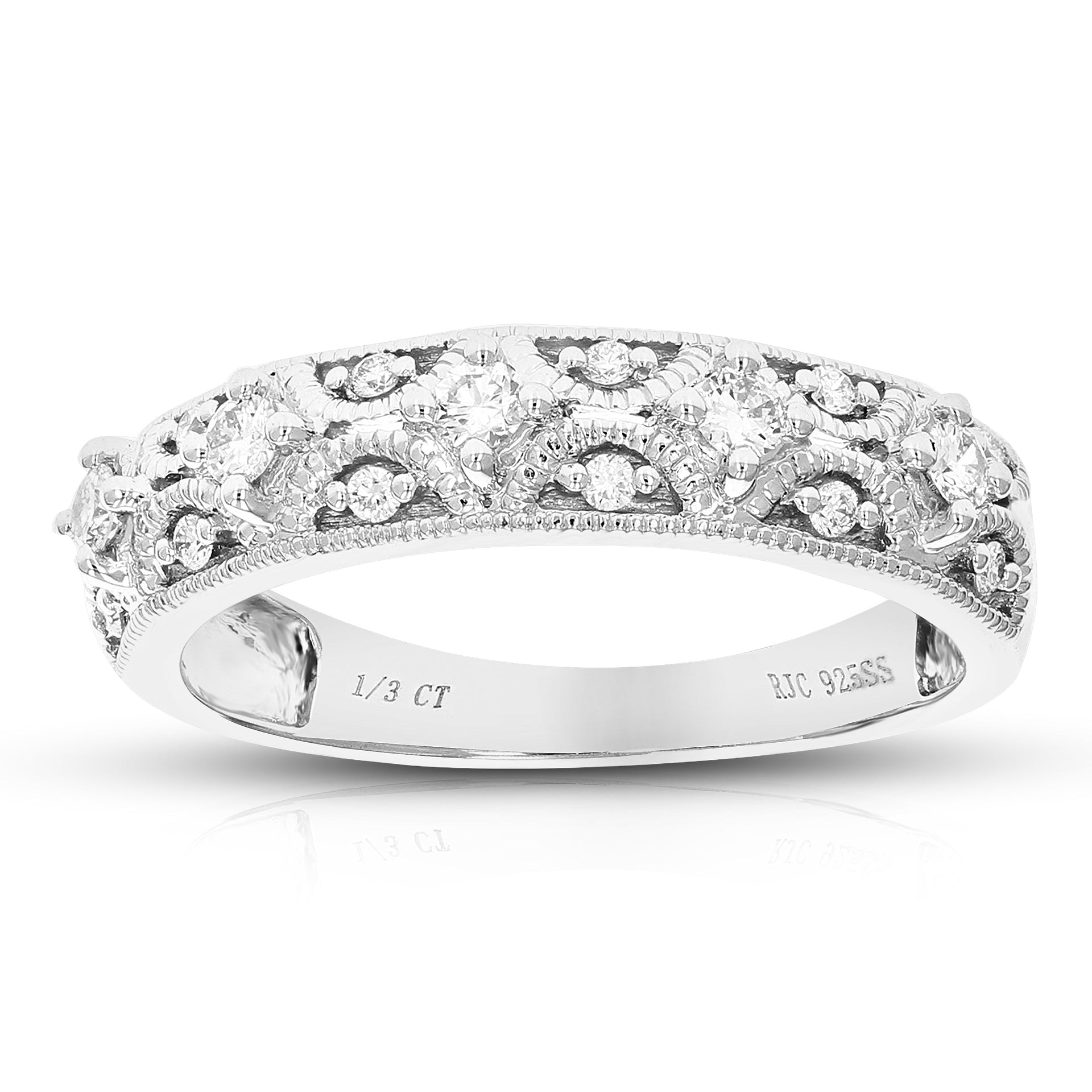 1/3 cttw Round Cut Lab Grown Diamond Prong Set Engagement Ring .925 Sterling Silver
