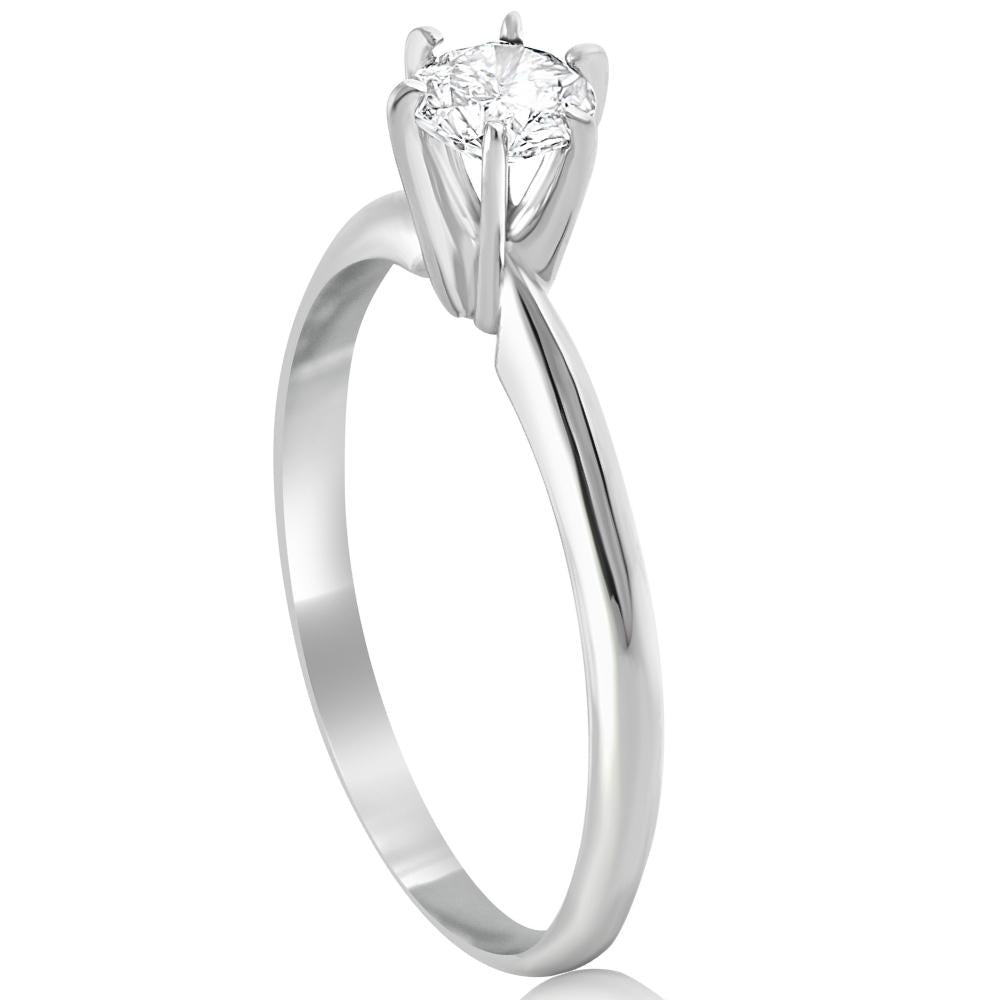 1/3Ct Solitaire Round Cut Diamond Engagement Ring in 14k Gold Lab Grown
