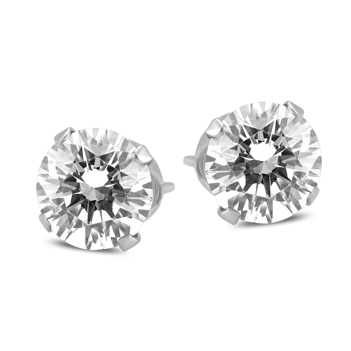 1 CTW Round Solitaire Genuine Diamond Stud Earrings In 14K White Gold