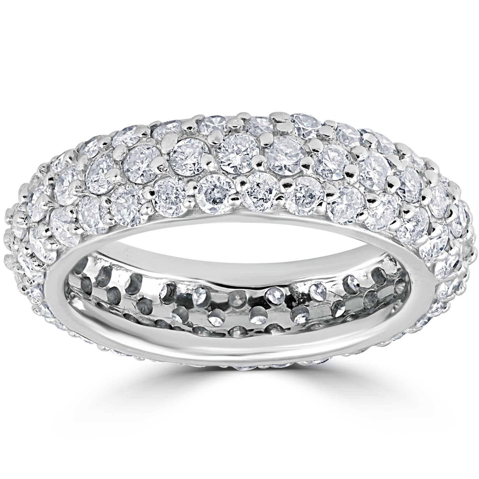 2 1/6ct Pave Diamond Eternity Wedding Anniversary Ring 14k White Gold