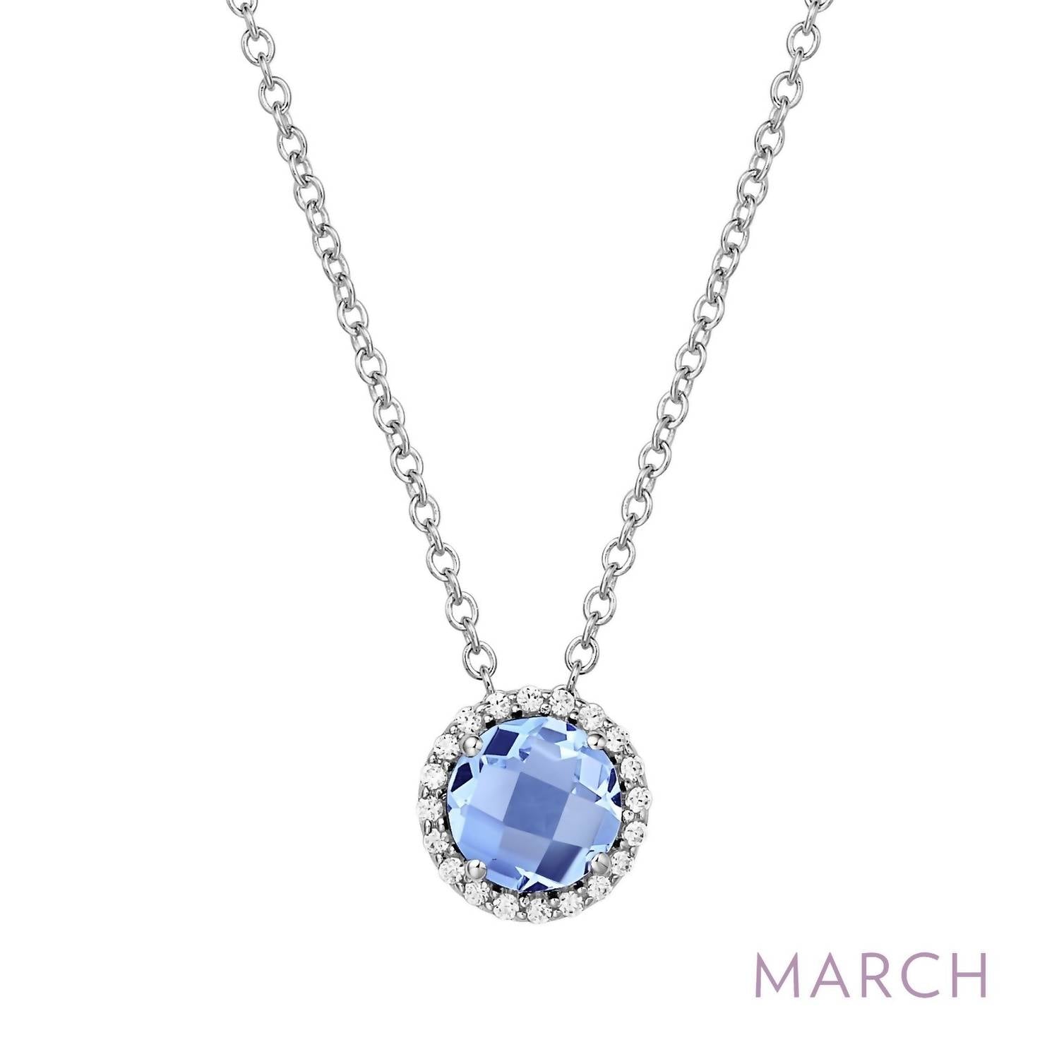 March Birthstone Necklace In Aquamarine/silver