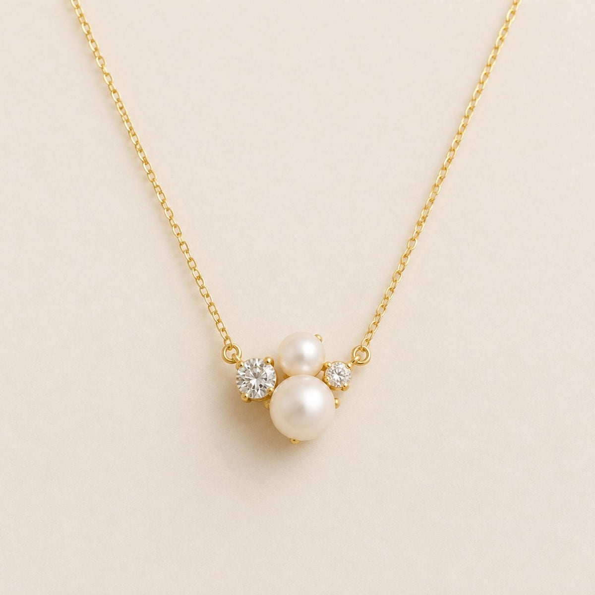Aurora Diamond & Pearl Cluster Necklace