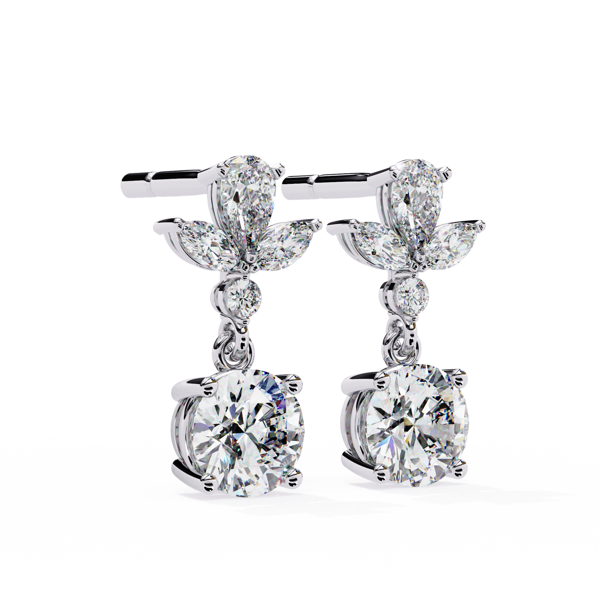 Round-Cut Lab-grown Diamond Drop Earrings in 10K White Gold