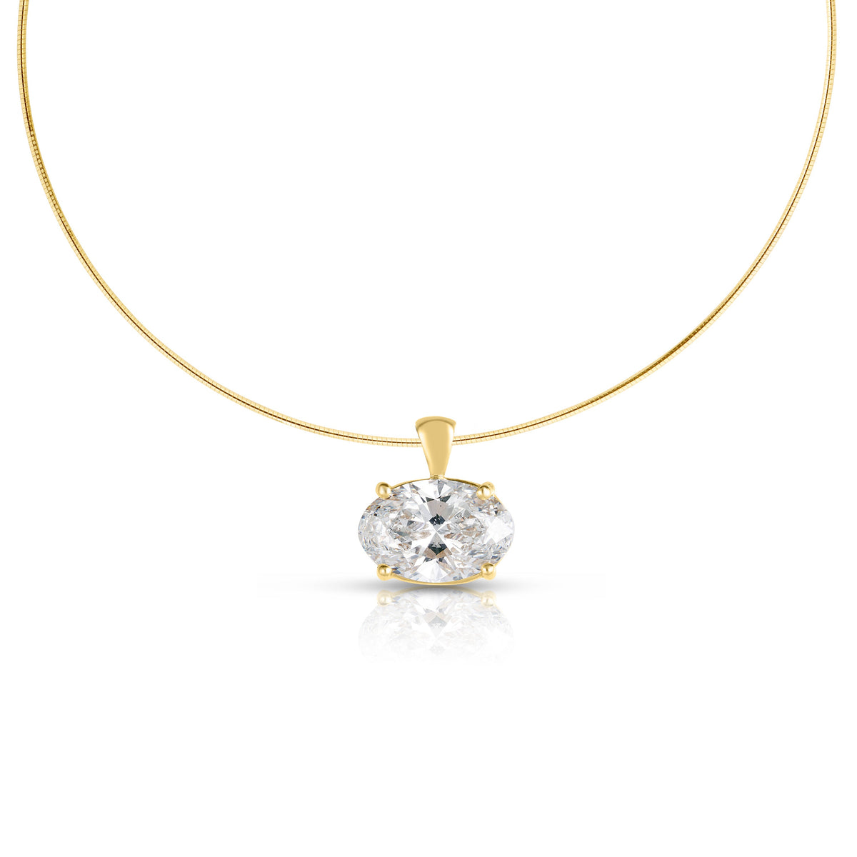 East-West Oval Diamond Omega Necklace