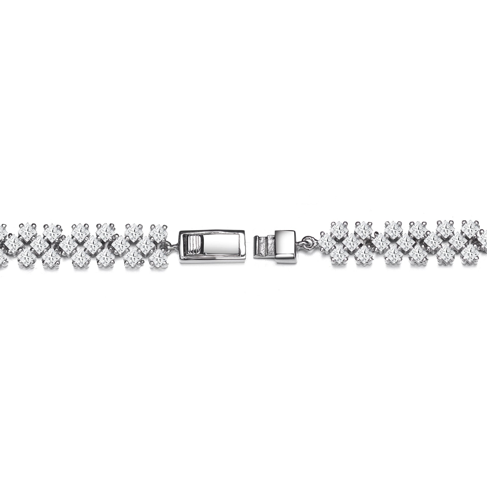 Sterling Silver Cubic Zirconia Cluster Tennis Bracelet